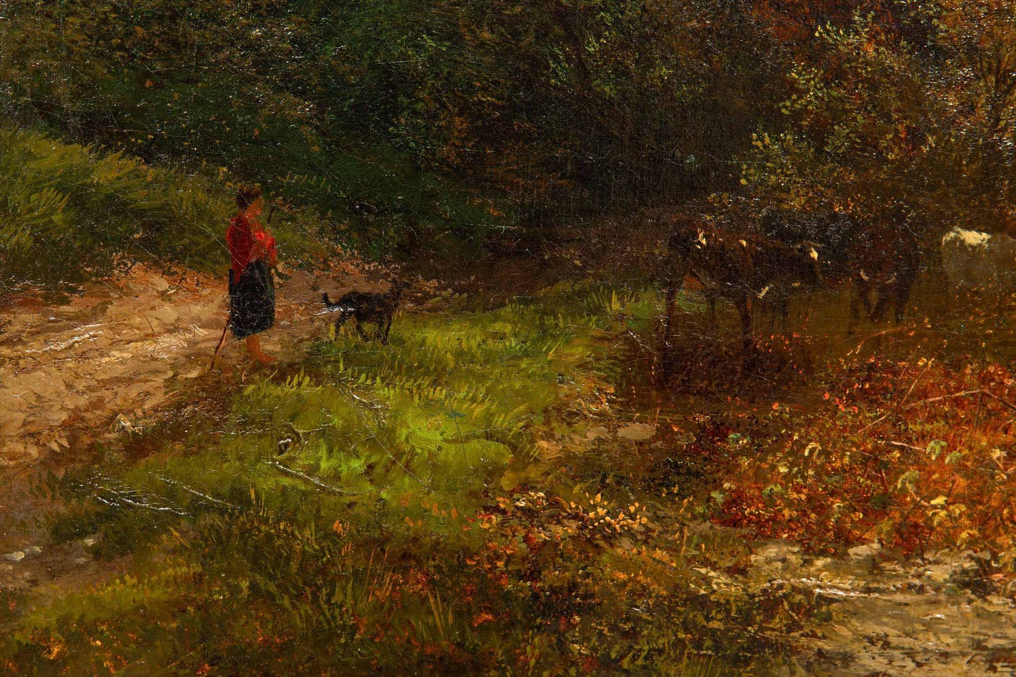 Grande peinture de paysage fluvial d'Alfred Augustus Glendening (1884) en vente 11