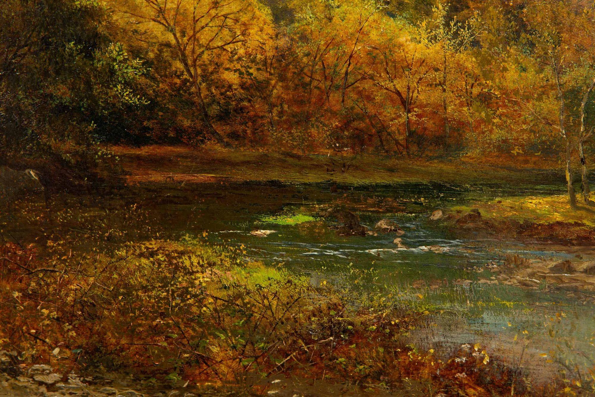Grande peinture de paysage fluvial d'Alfred Augustus Glendening (1884) en vente 13