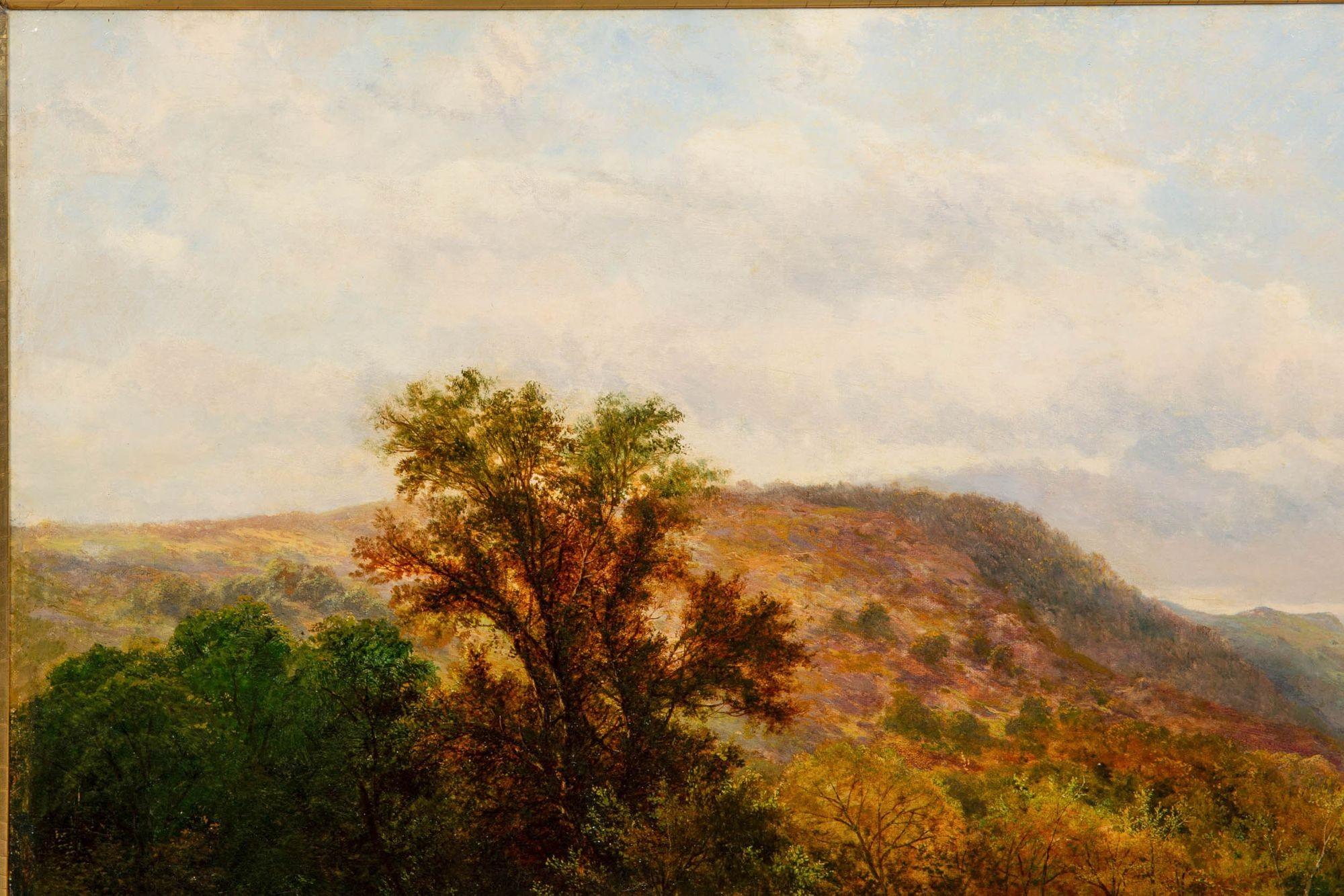Grande peinture de paysage fluvial d'Alfred Augustus Glendening (1884) Bon état - En vente à Shippensburg, PA