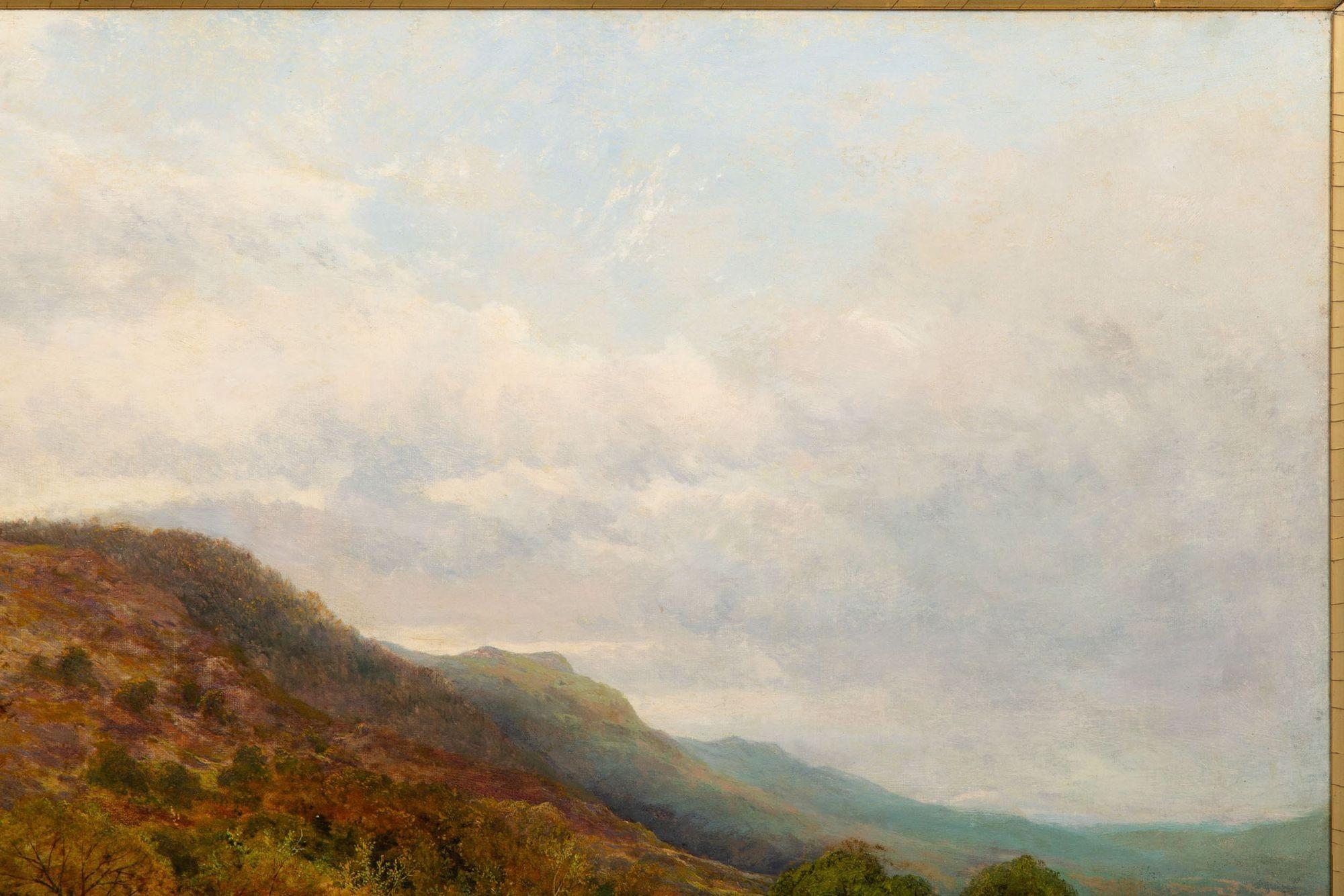 XIXe siècle Grande peinture de paysage fluvial d'Alfred Augustus Glendening (1884) en vente