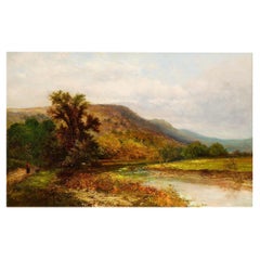 Large River Landscape Painting by Alfred Augustus Glendening (1884)