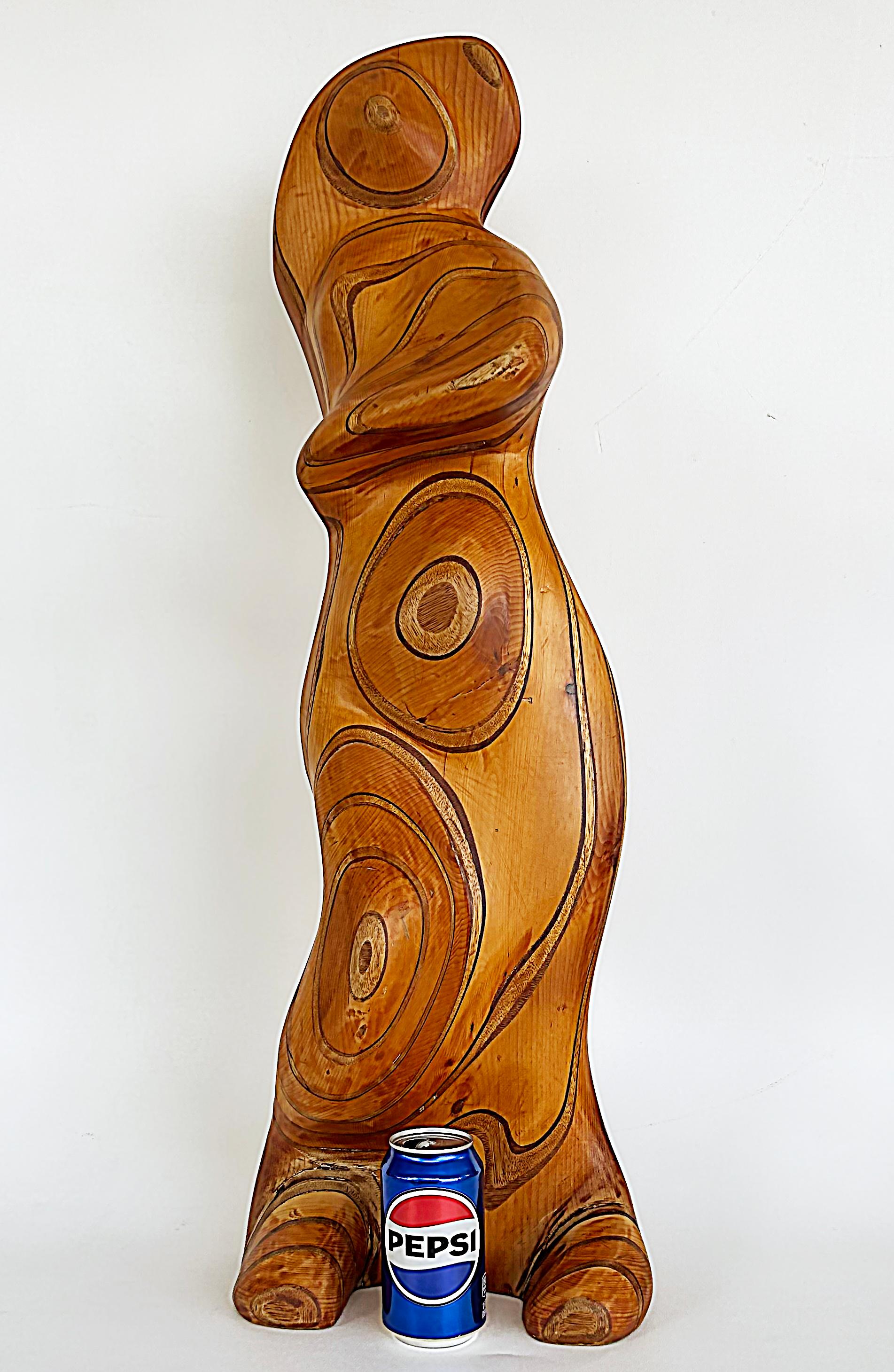 Large Robert Hardgrove Abstract Organic Hand-Carved Wood Sculpture 

Offered for sale is a monumental abstract organic hand-carved wooden sculpture signed by the sculptor Robert Hargrove. The artist laminates different woods and carves his works