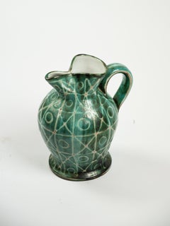 Grande brocca in ceramica Robert Picault con smalto verde Vallauris circa 1960