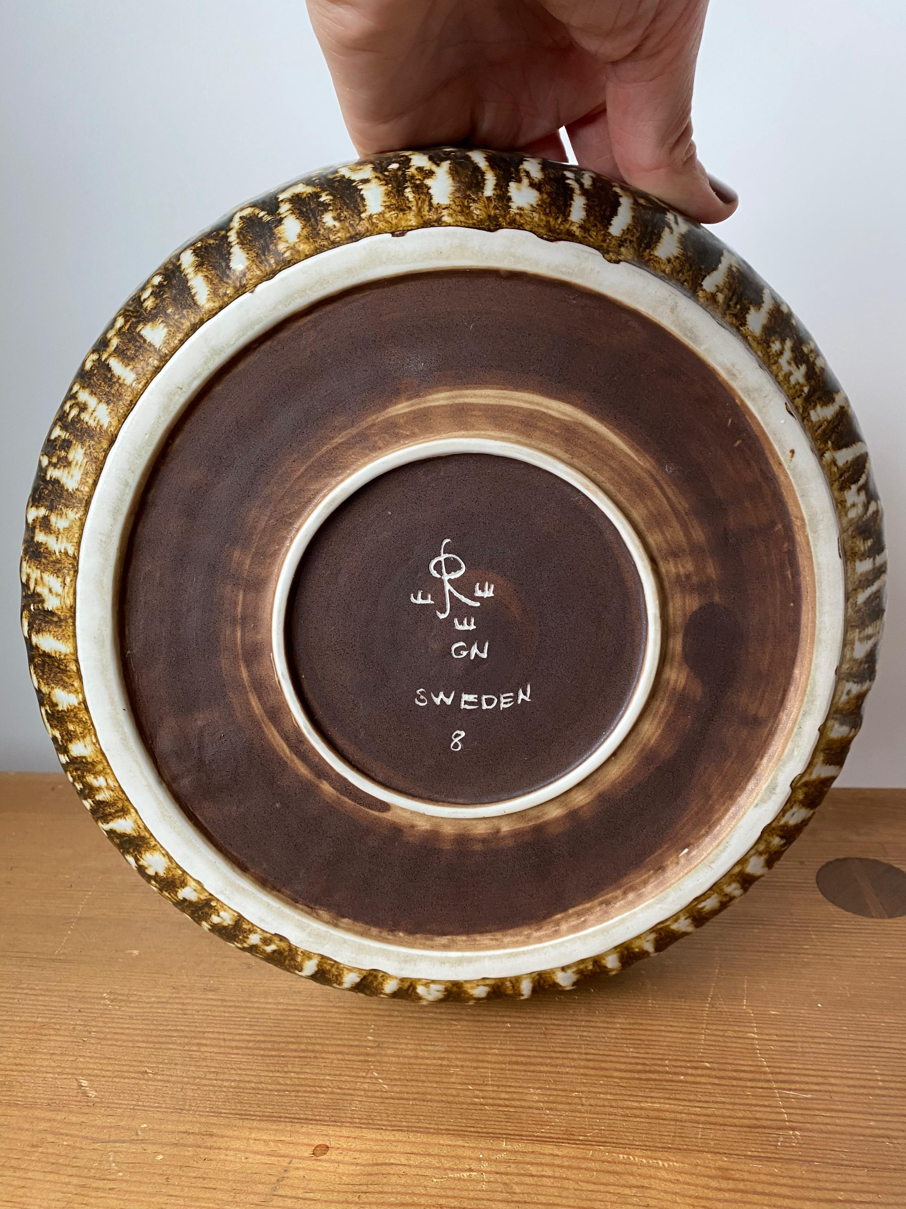 Swedish Large Robus Ceramic Bowl by Gunnar Nylund