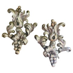 Large Robust Set of Carved Silver Gilt Acanthus Wall Appliqué's or Trophies