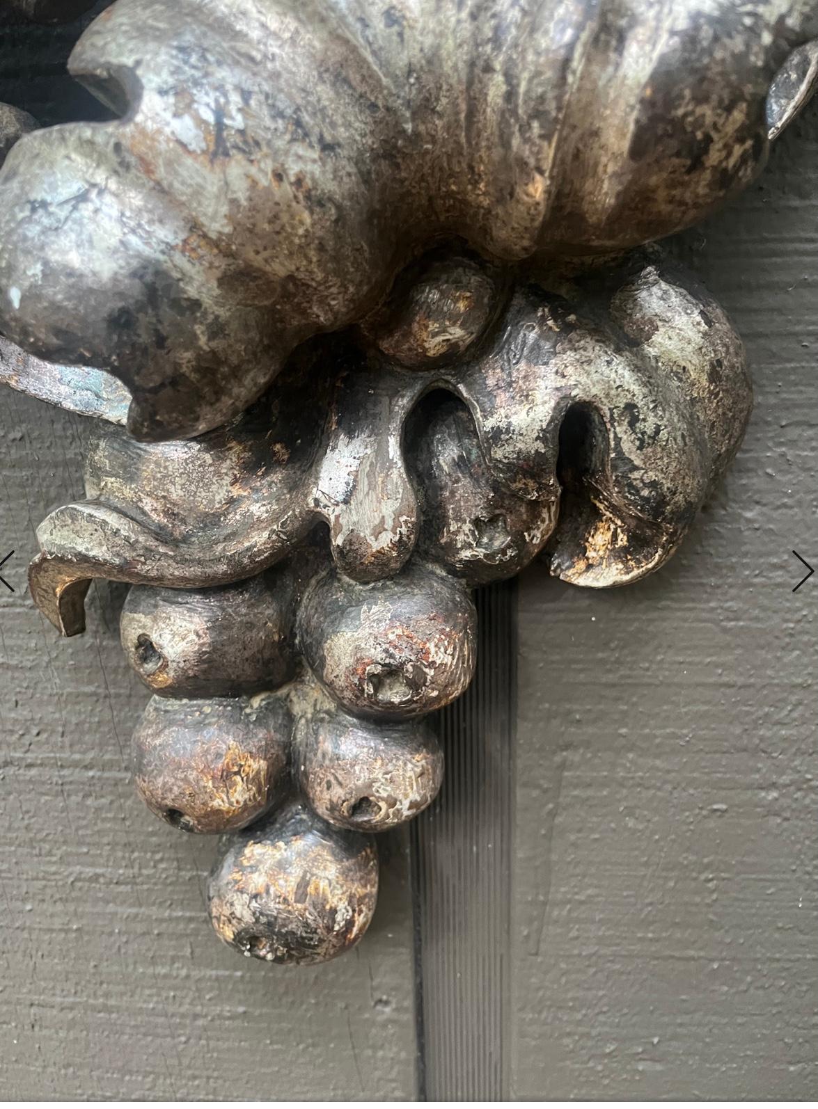 Wood Large Robust Set of Carved Silver Gilt Acanthus Wall Appliqué's or Trophies For Sale