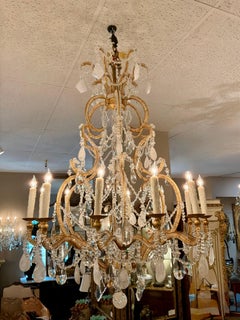 Large rock crystal and clear crystal with clear crystal swags
