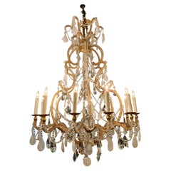 Large rock crystal and clear crystal with clear crystal swags