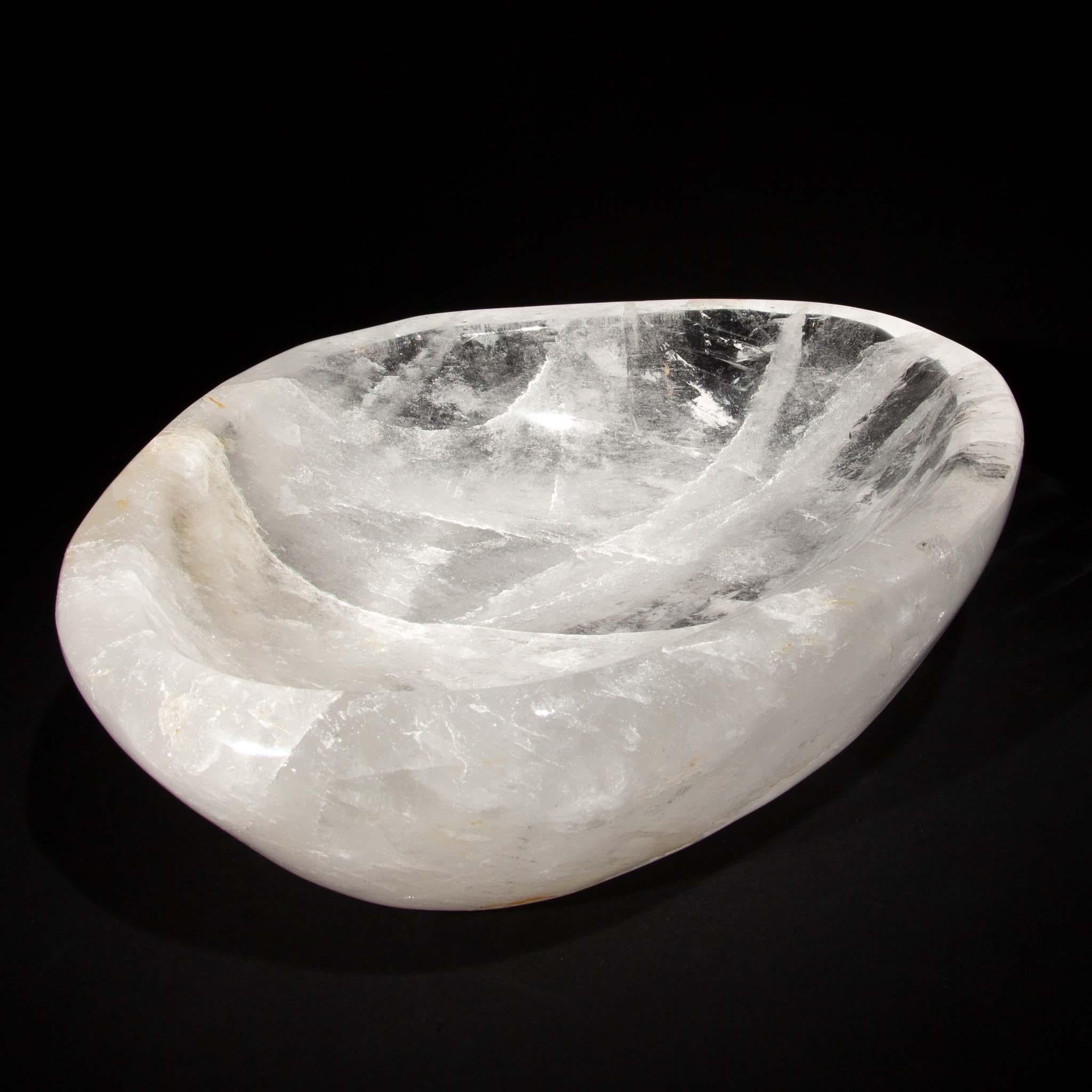 Contemporary Large Rock Crystal Bowl, 10.5