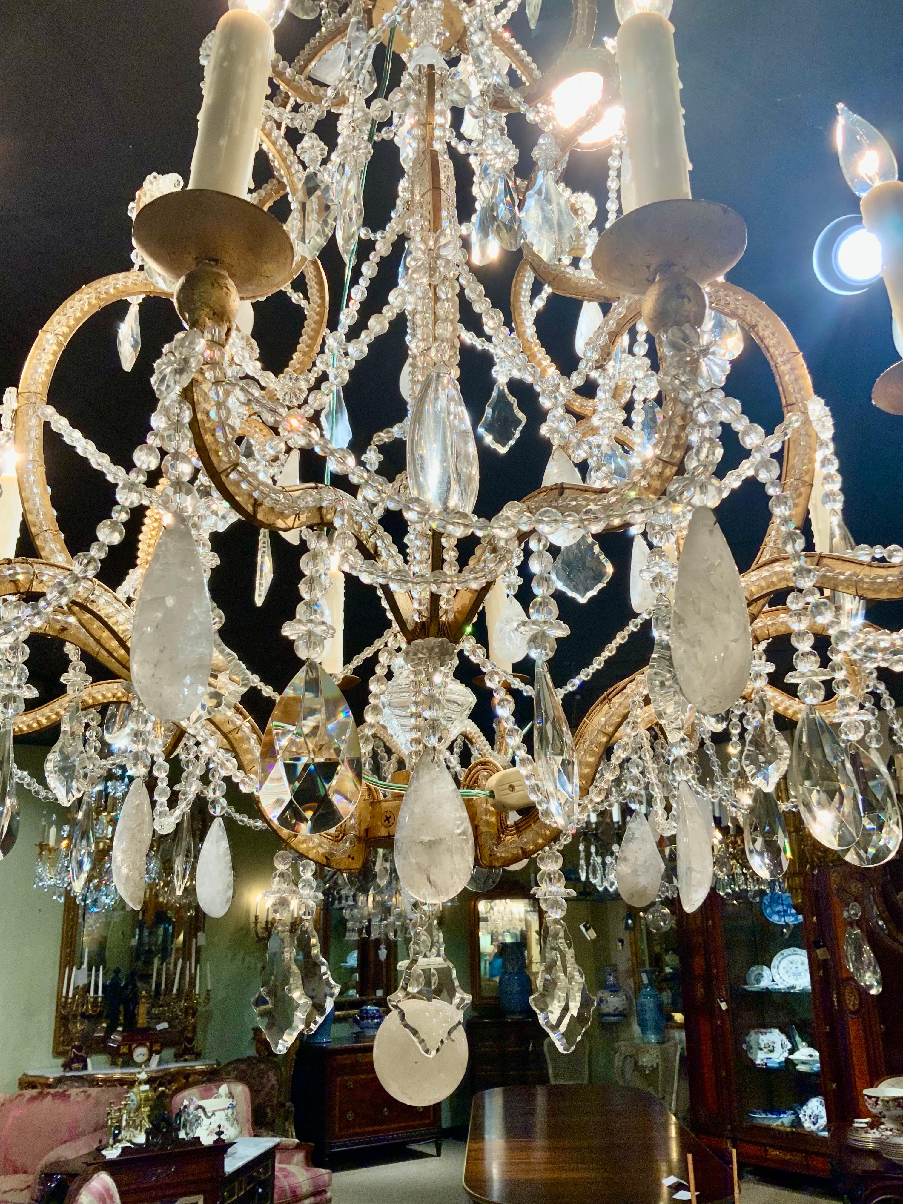 Contemporary Large rock crystal chandelier  For Sale