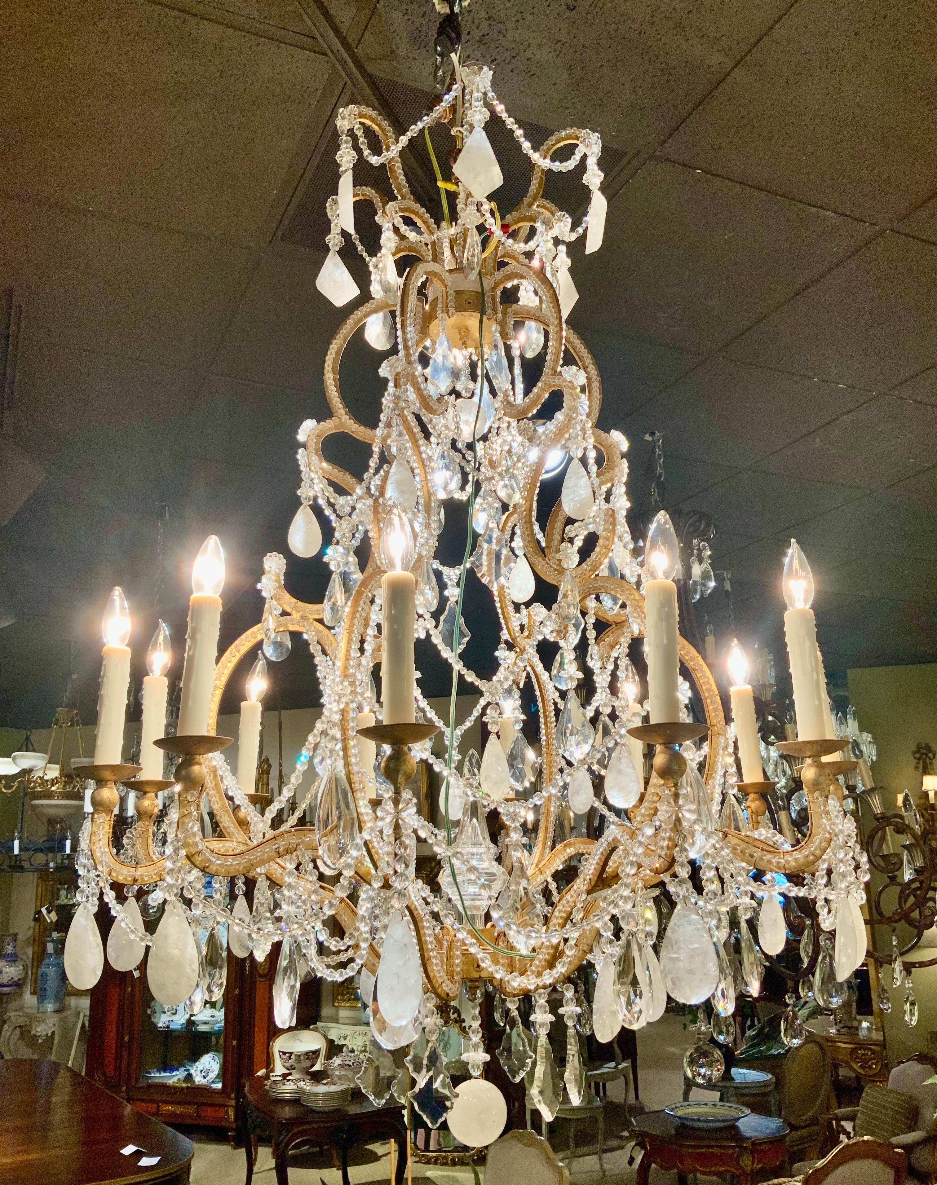 Large rock crystal chandelier  For Sale 1