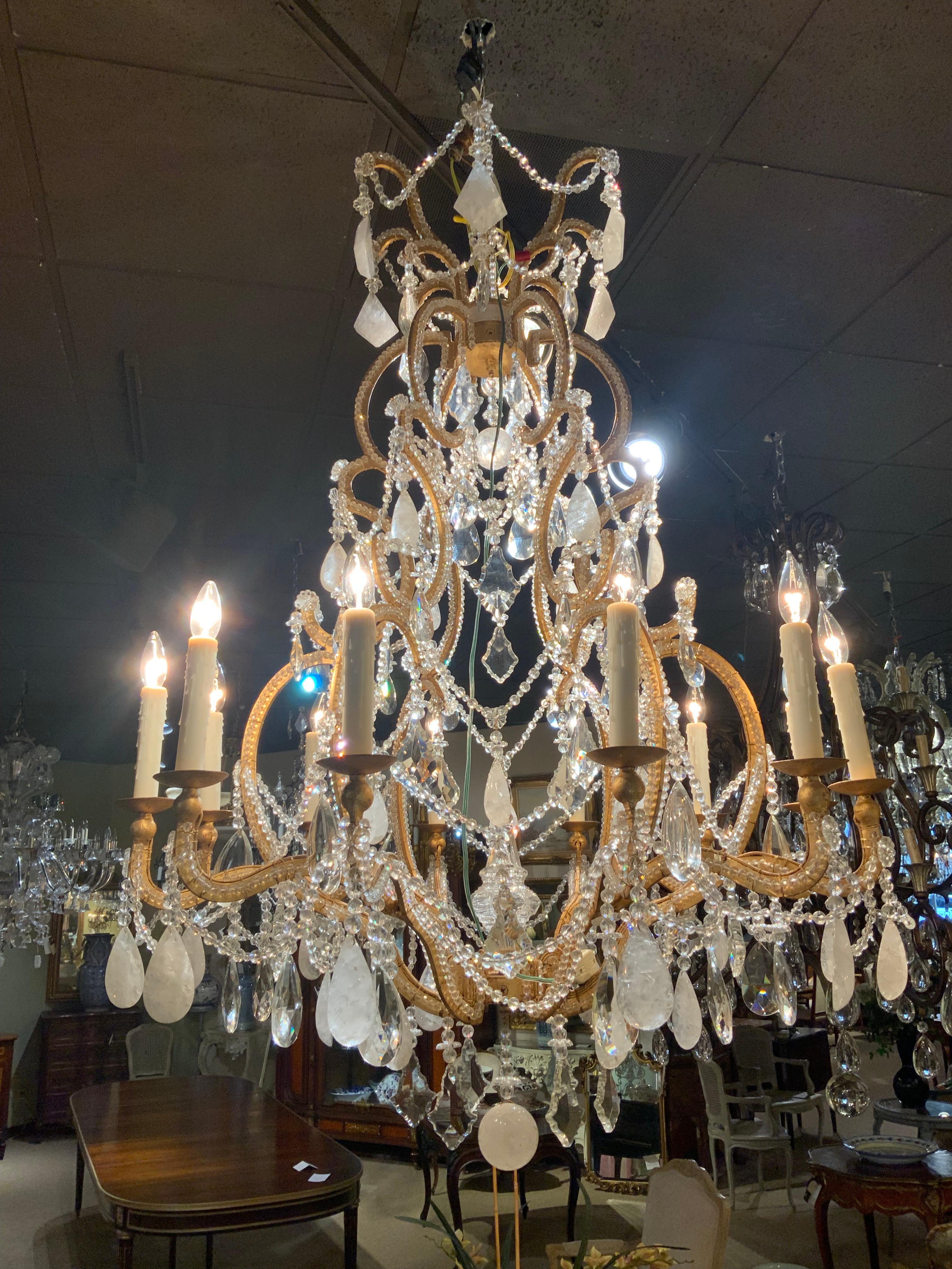Large rock crystal chandelier  For Sale 2