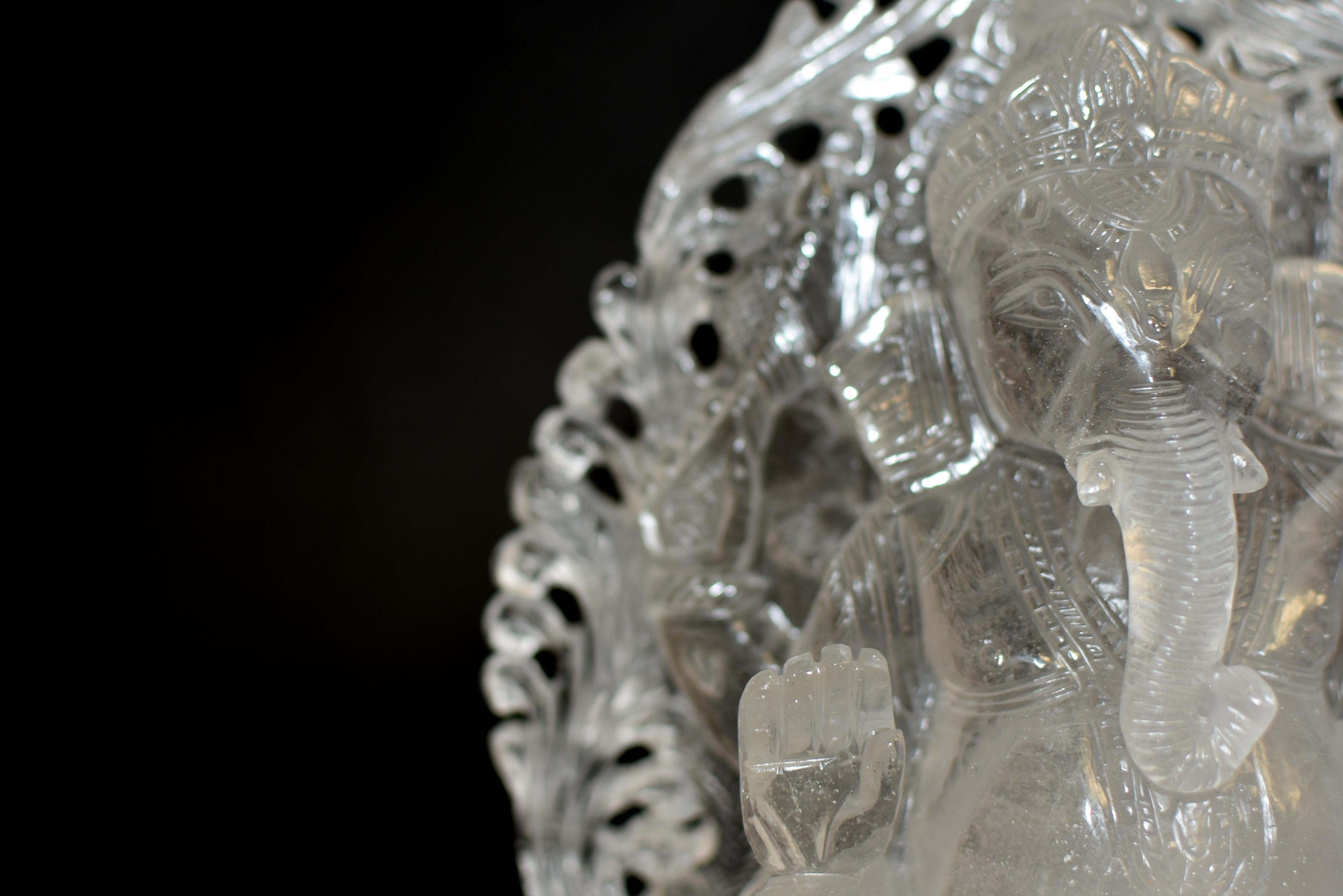 Large Rock Crystal Quartz Ganesha Statue 8.5 lb 6