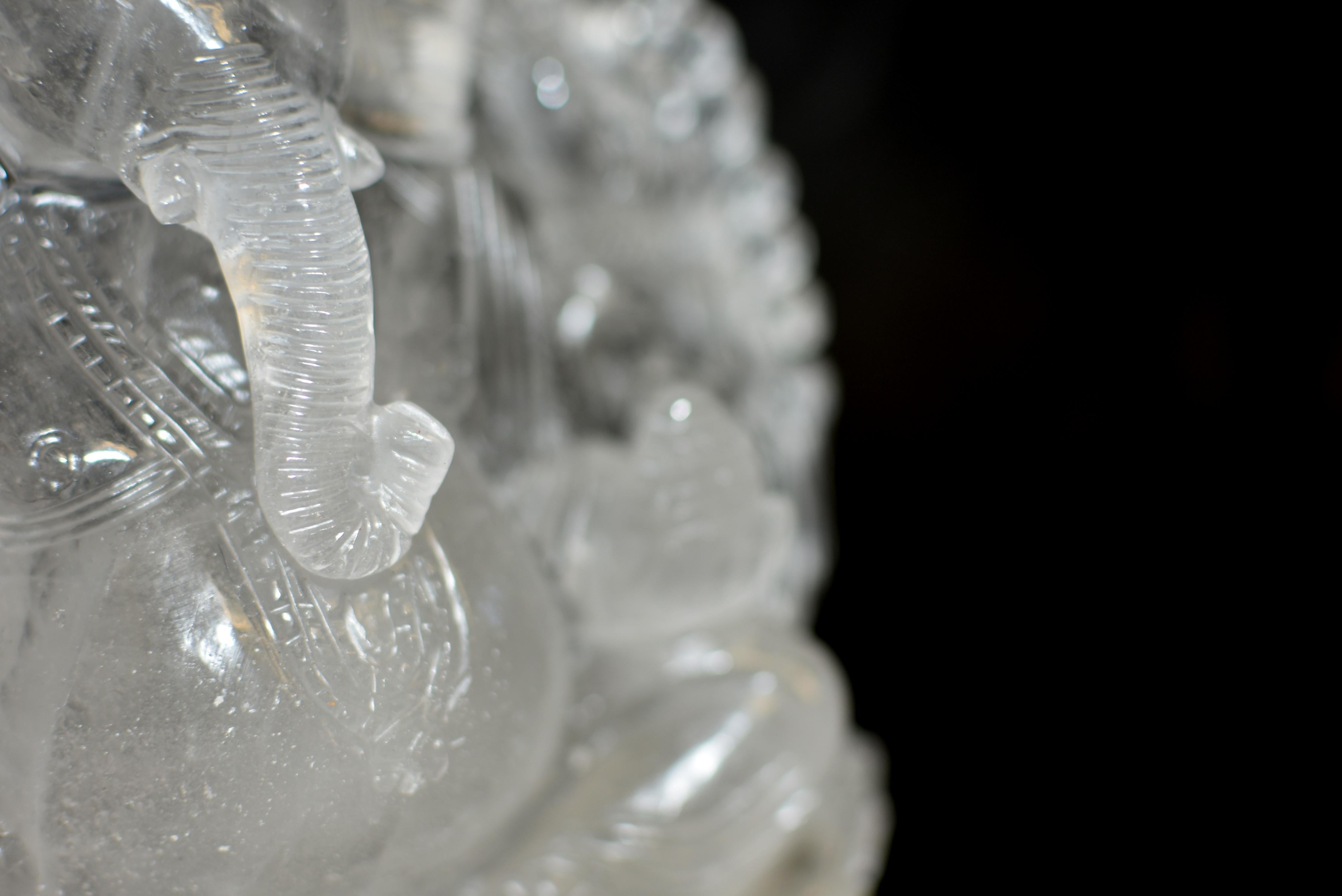 Large Rock Crystal Quartz Ganesha Statue 8.5 lb 9