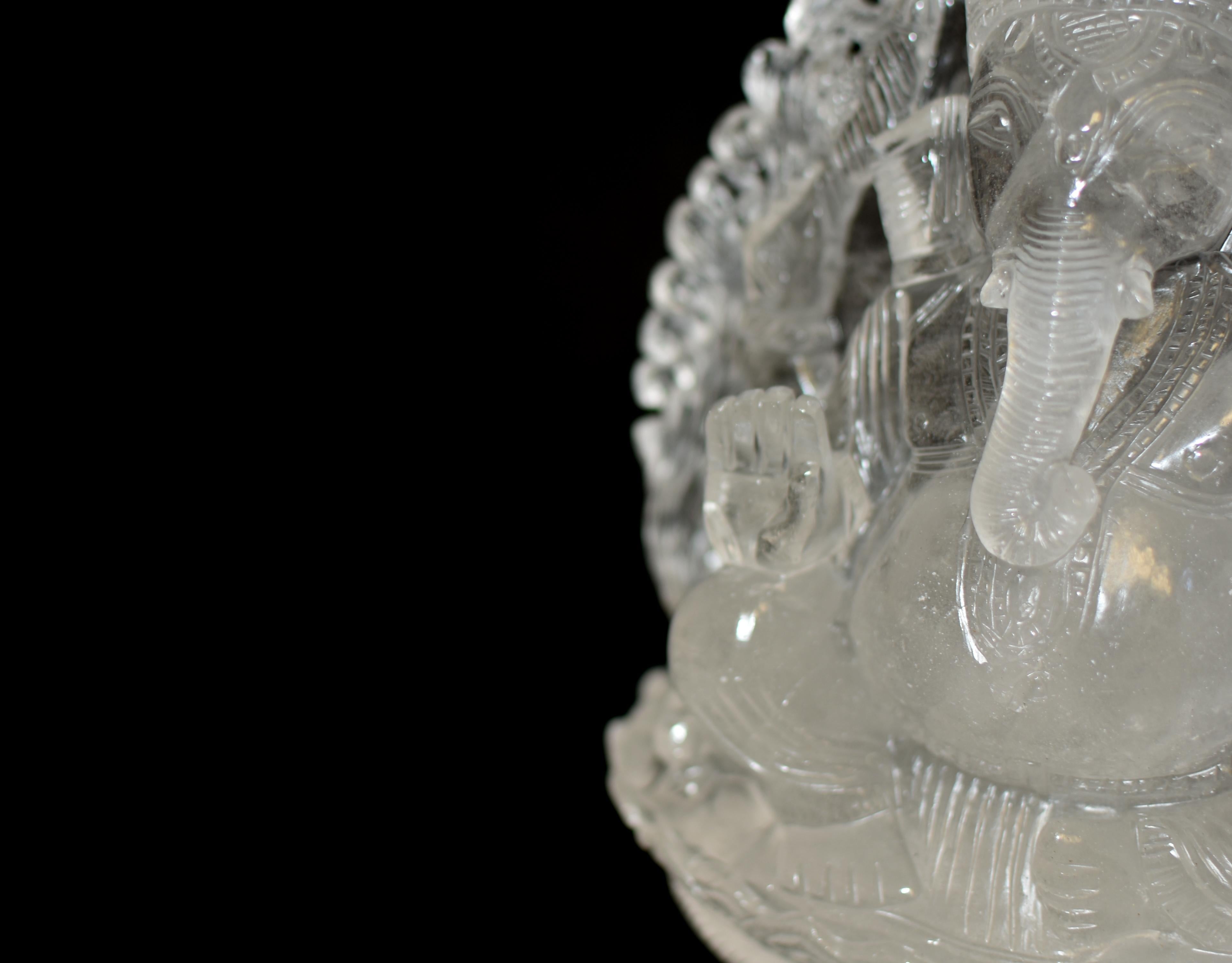 Large Rock Crystal Quartz Ganesha Statue 8.5 lb 10