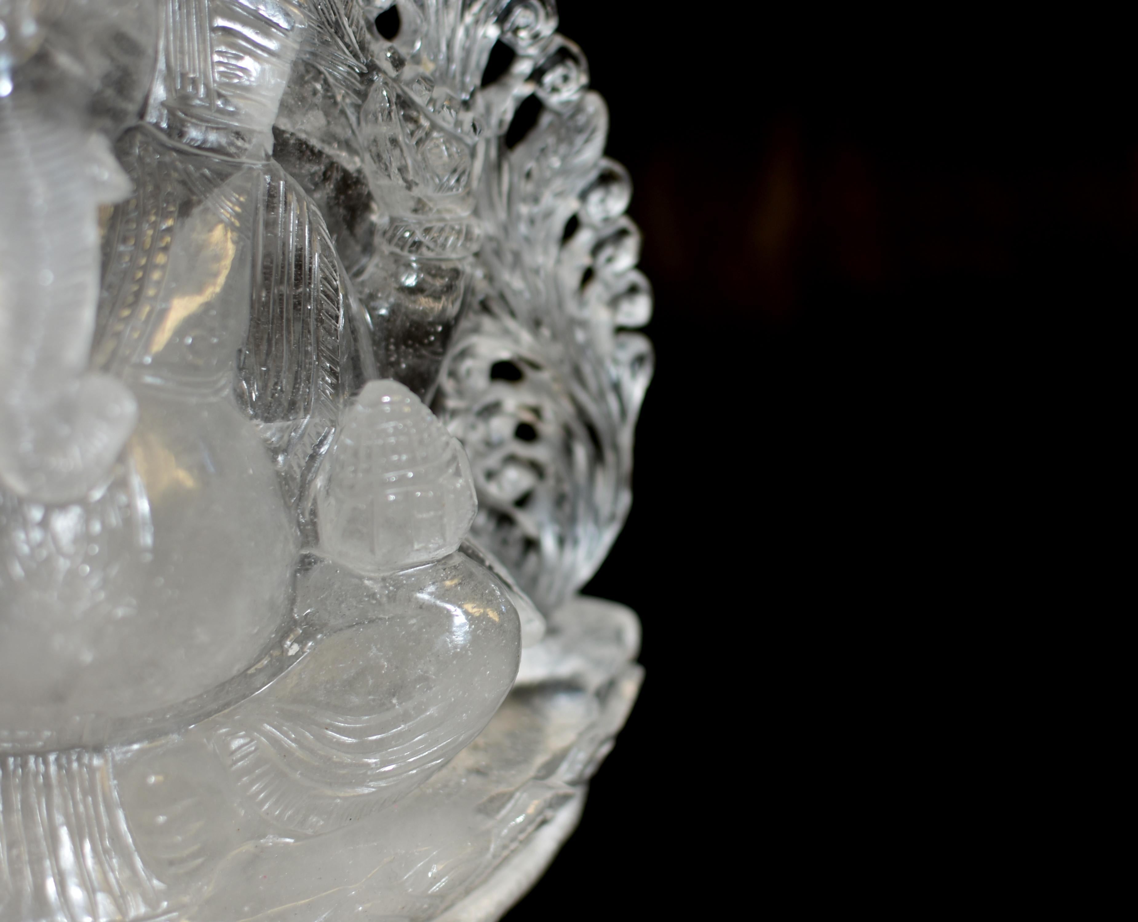 Large Rock Crystal Quartz Ganesha Statue 8.5 lb 11