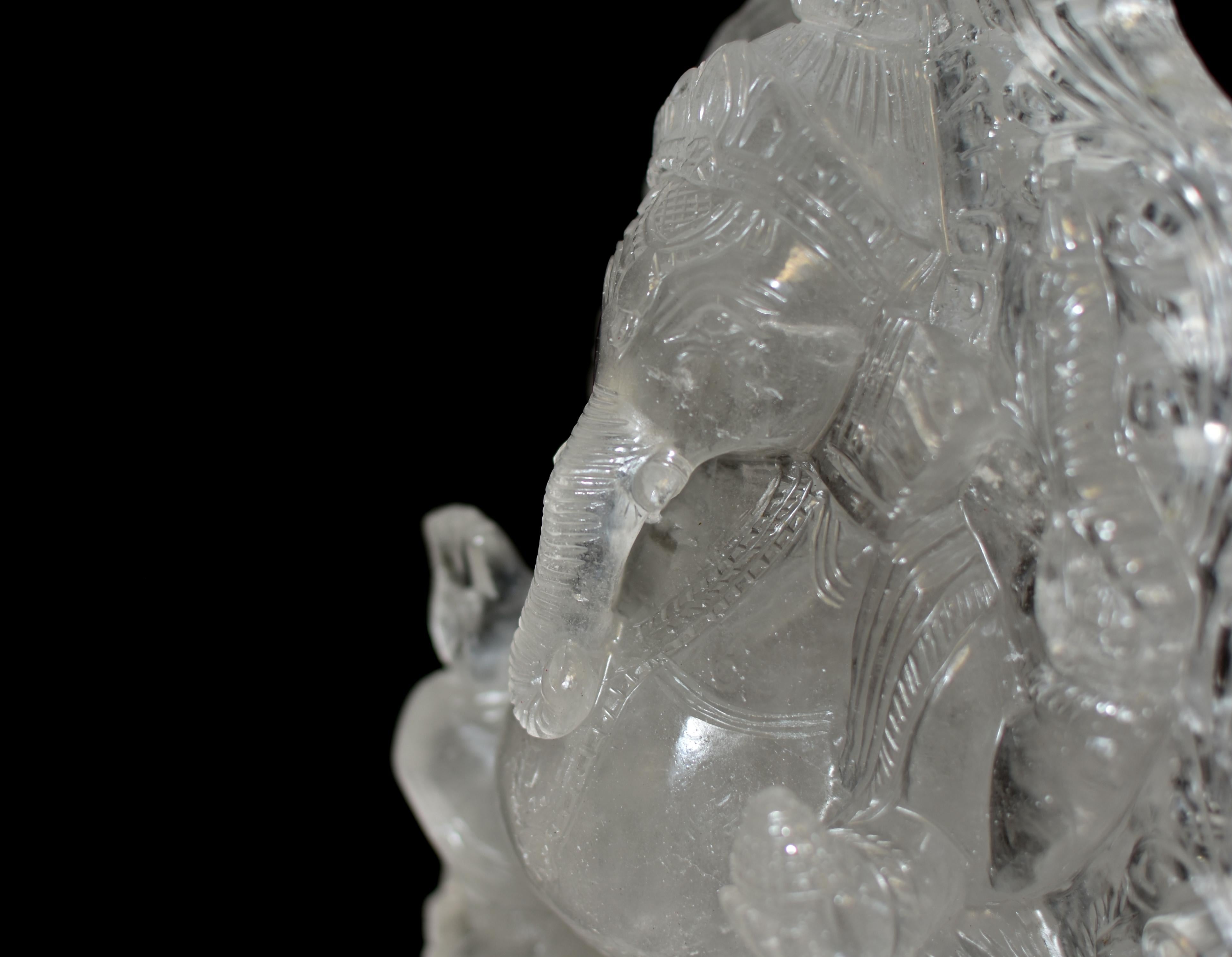 Large Rock Crystal Quartz Ganesha Statue 8.5 lb 12