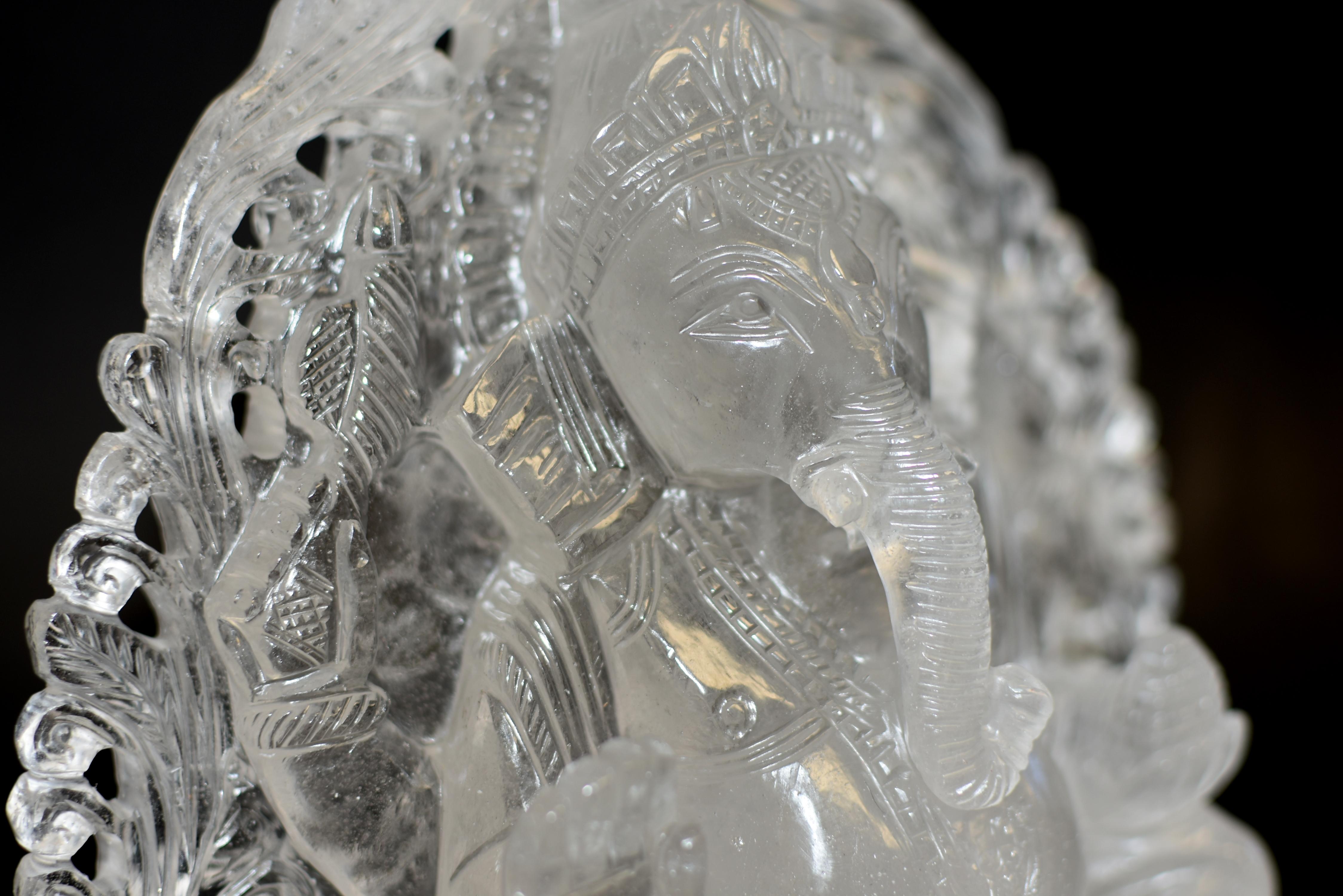 Large Rock Crystal Quartz Ganesha Statue 8.5 lb 13