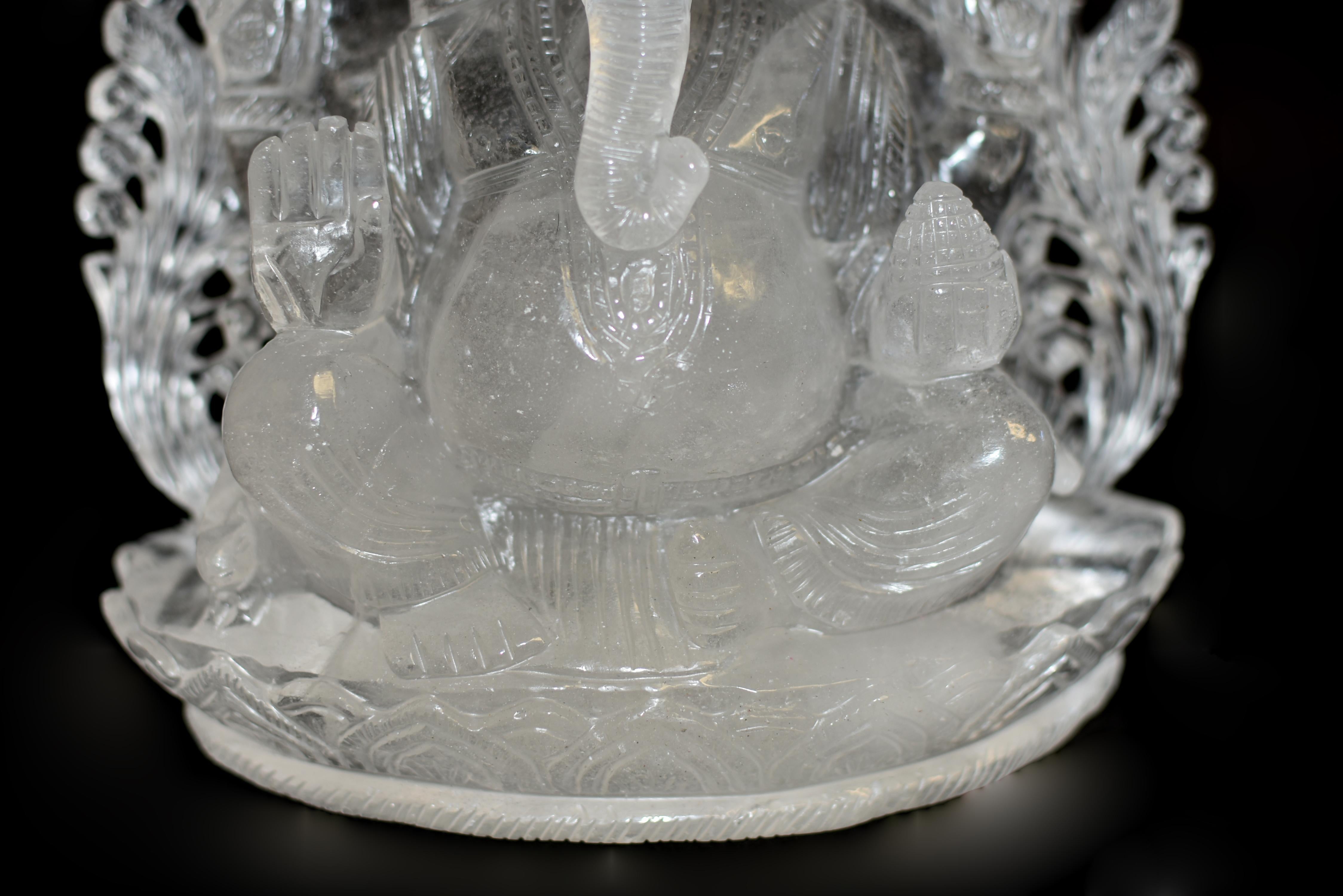 Large Rock Crystal Quartz Ganesha Statue 8.5 lb 1