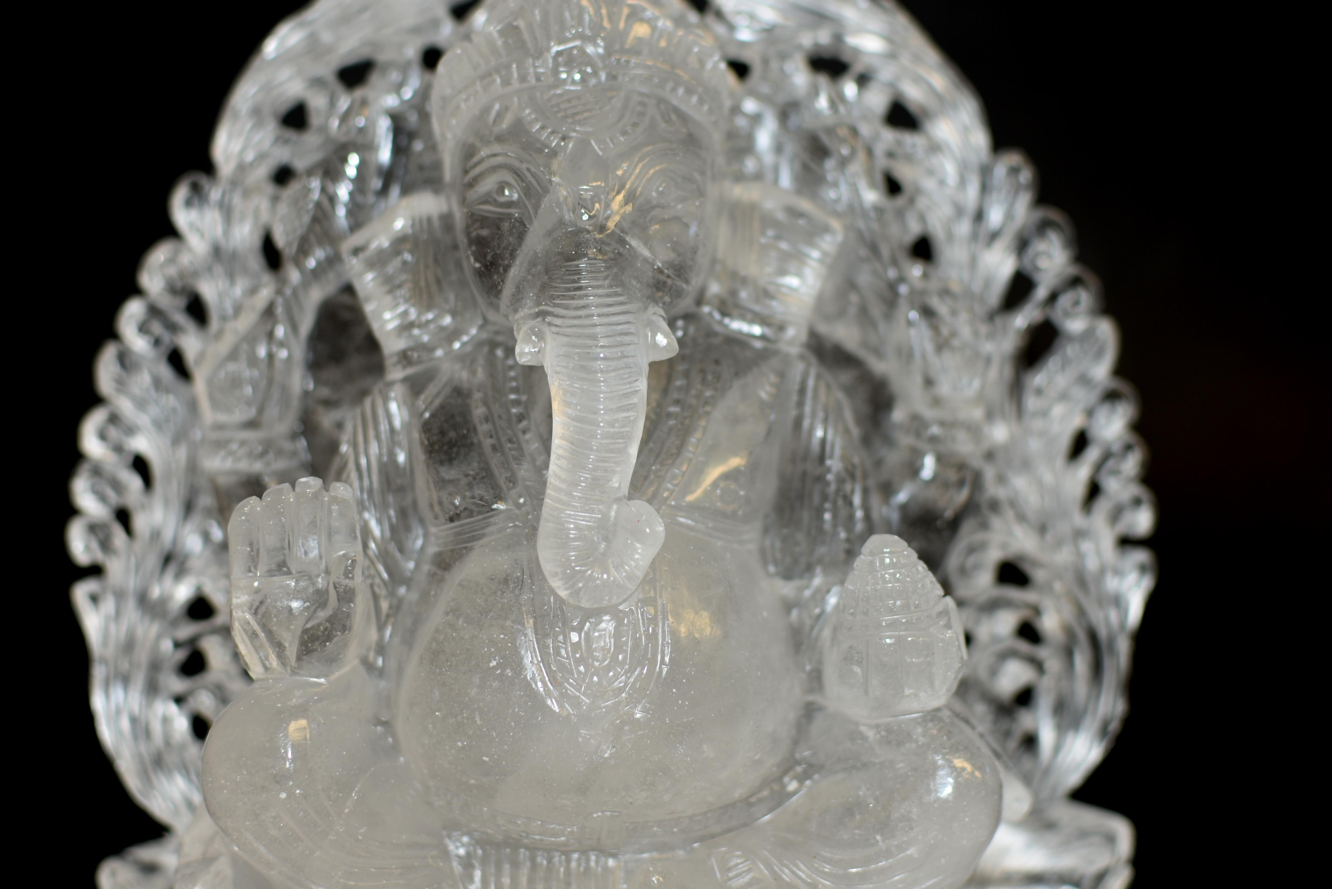 Large Rock Crystal Quartz Ganesha Statue 8.5 lb 2