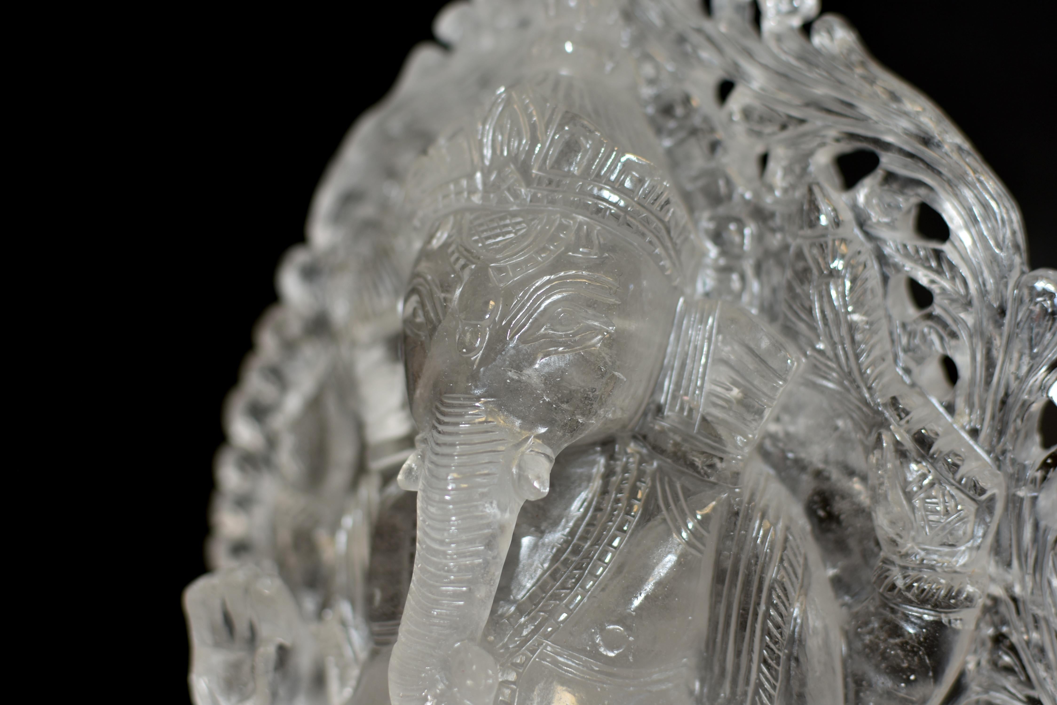 Large Rock Crystal Quartz Ganesha Statue 8.5 lb 3