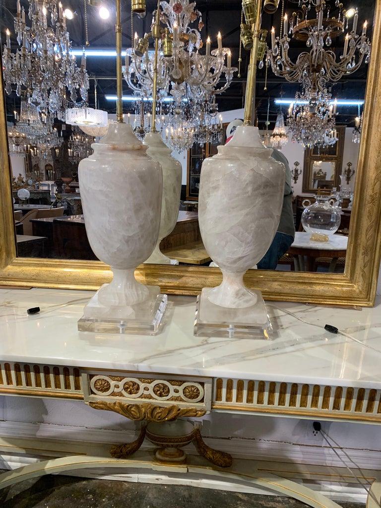Large Rock Crystal Table Lamps In Good Condition In Dallas, TX