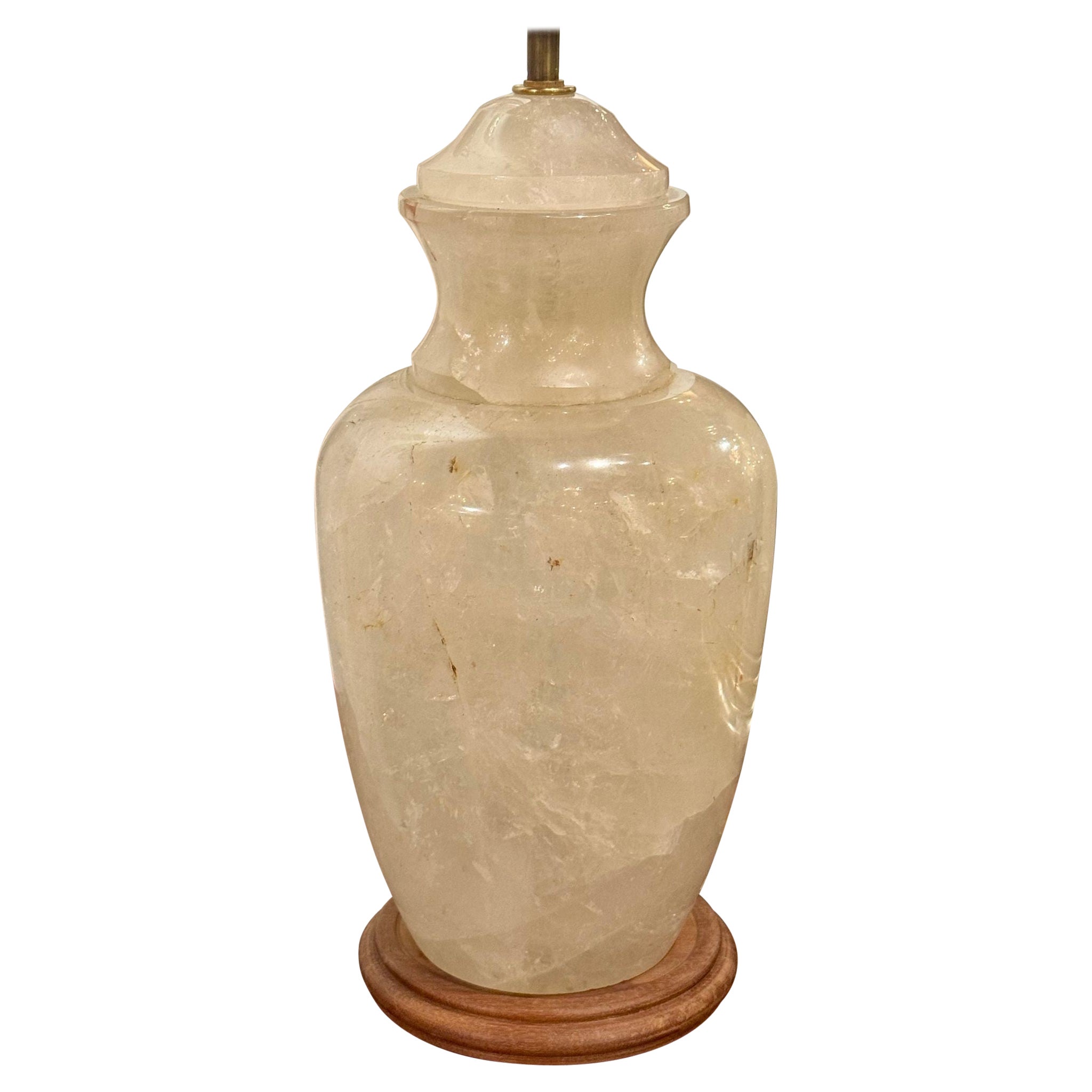 Large Rock Crystal Urn Lamp For Sale