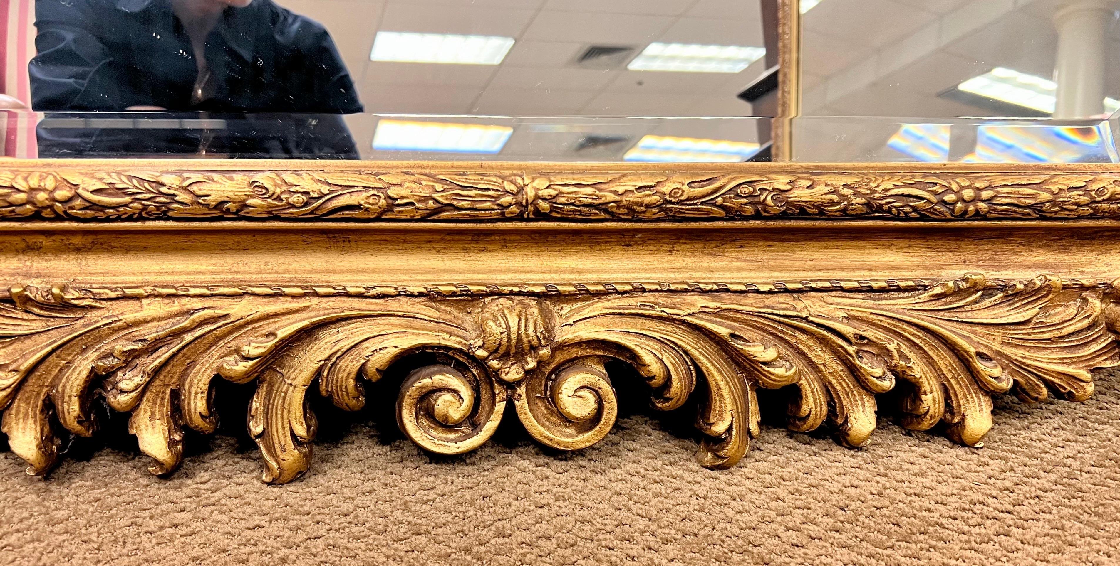 20th Century Large Rococco Ornate Carved Gold Giltwood Mantle Mirror For Sale