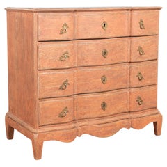 Antique  Large Rococo Oak Chest of Drawers, Denmark circa 1770-1800