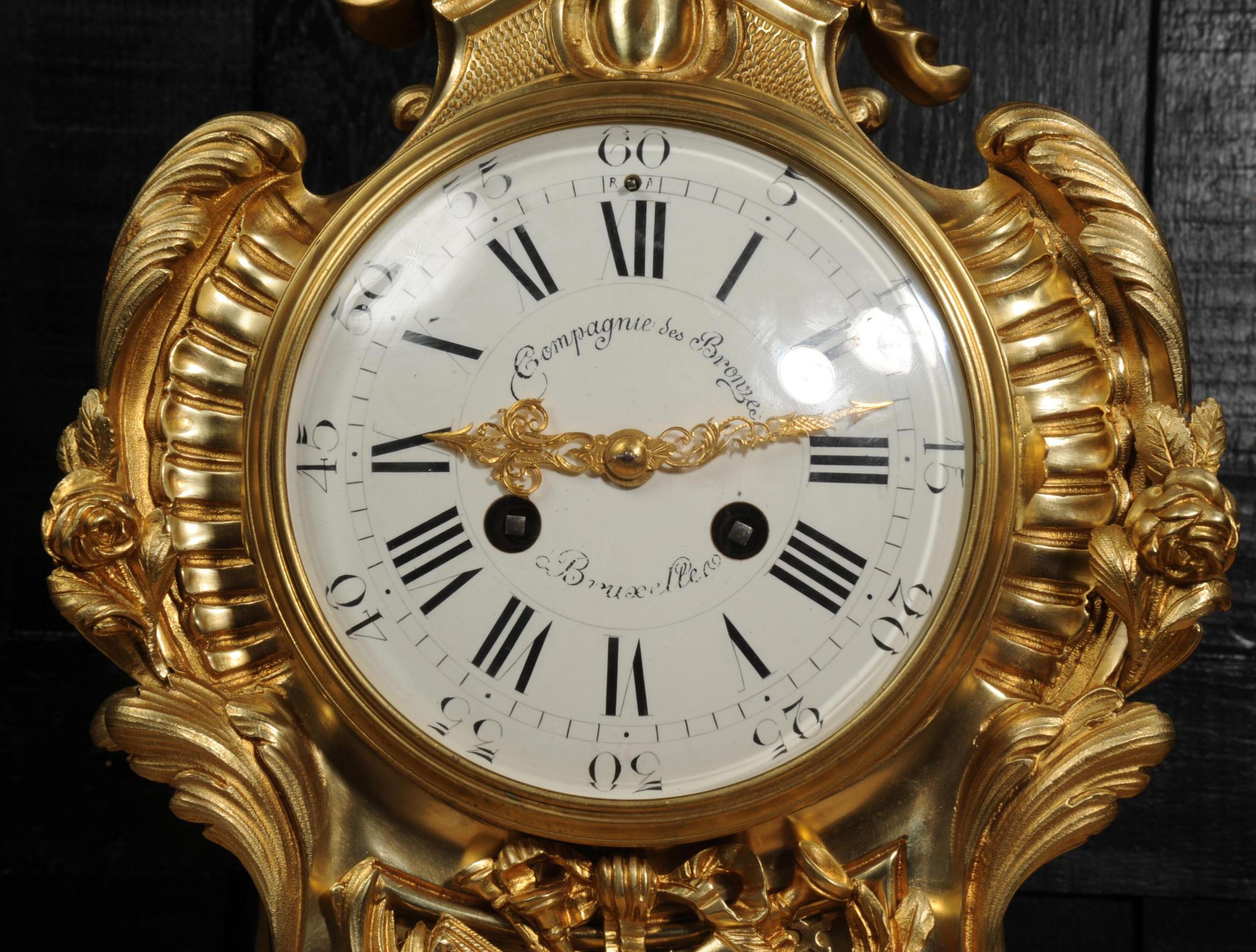 Large Rococo Ormolu Antique French Clock, Genius of Music For Sale 12