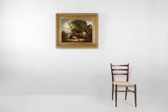 Large Rococo painting with gilded wooden frame, Belgium ca. 1900