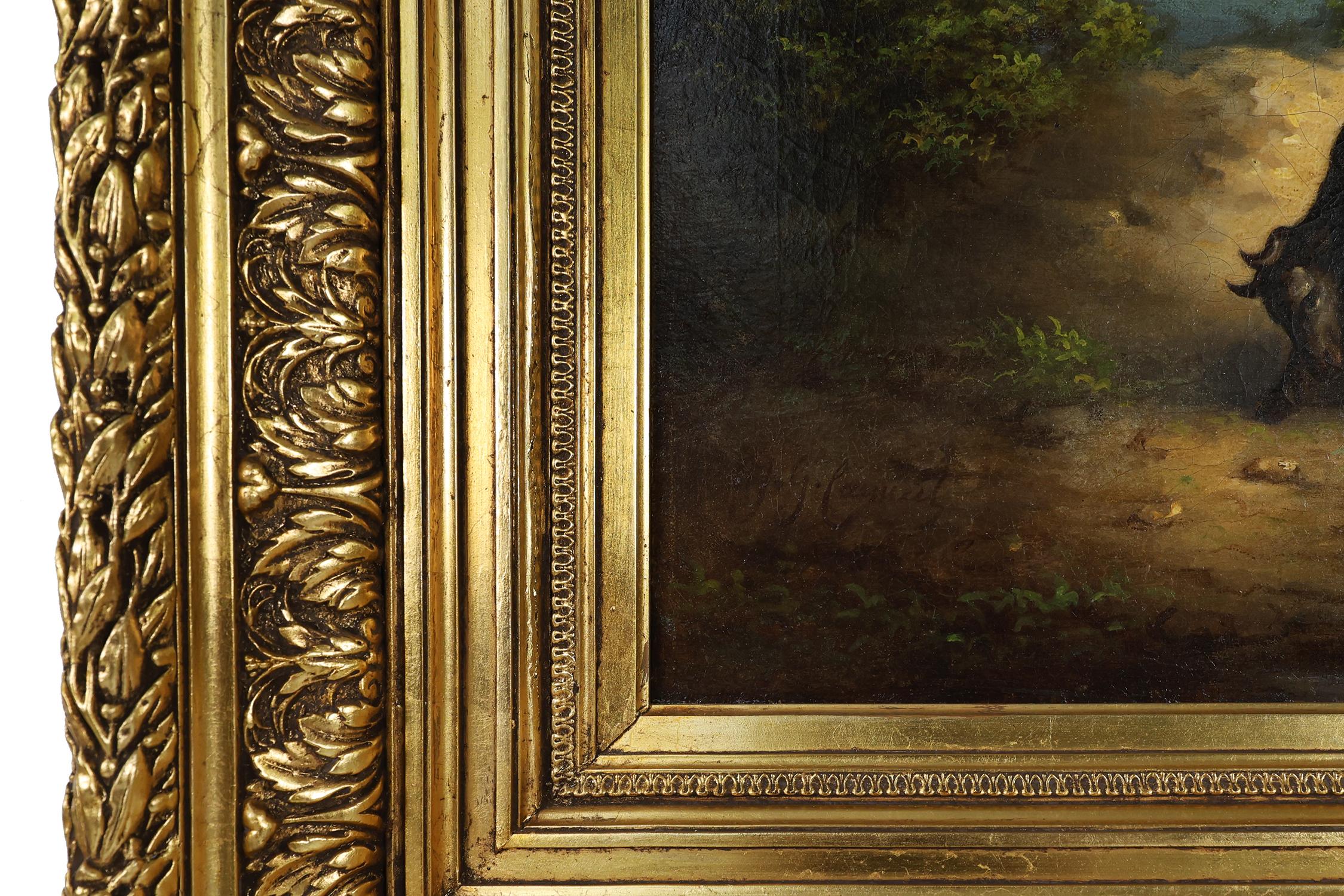 Baroque Large Rococo painting with gilded wooden frame, Belgium ca. 1900 For Sale