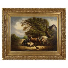 Grande quadro rococò con cornice in legno dorato, Belgio, 1900 ca.