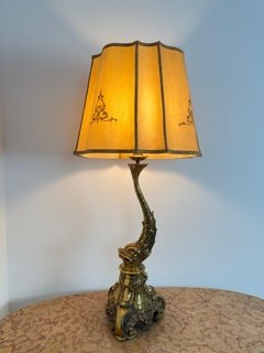 Large Rococo Revival Brass Table Lamp, 100 cm tall, 1950s.