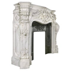 Large Rococo Style Baroquegg Marble Fireplace