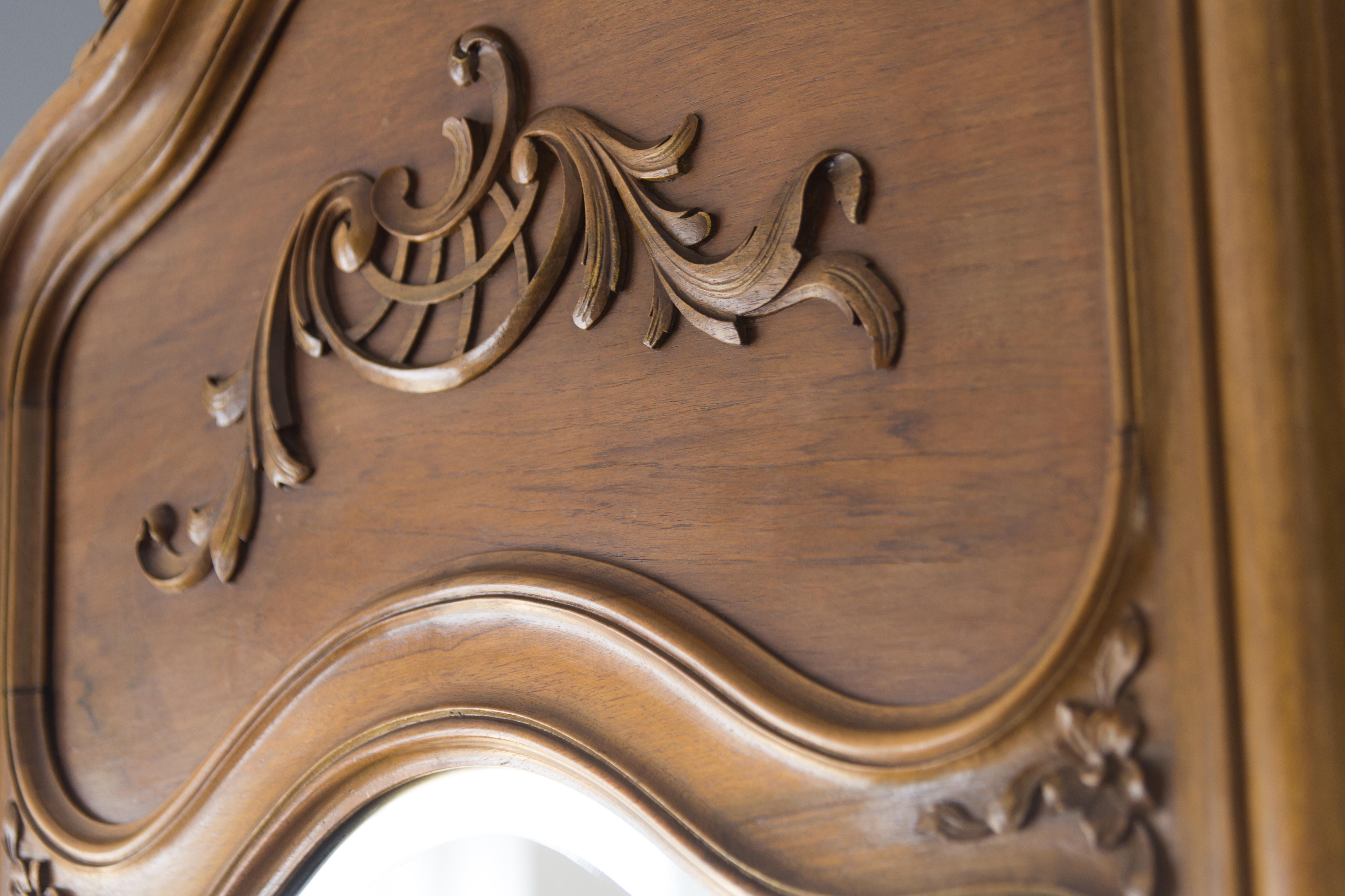 Large Rococo Style Carved Walnut Floor Mirror 11