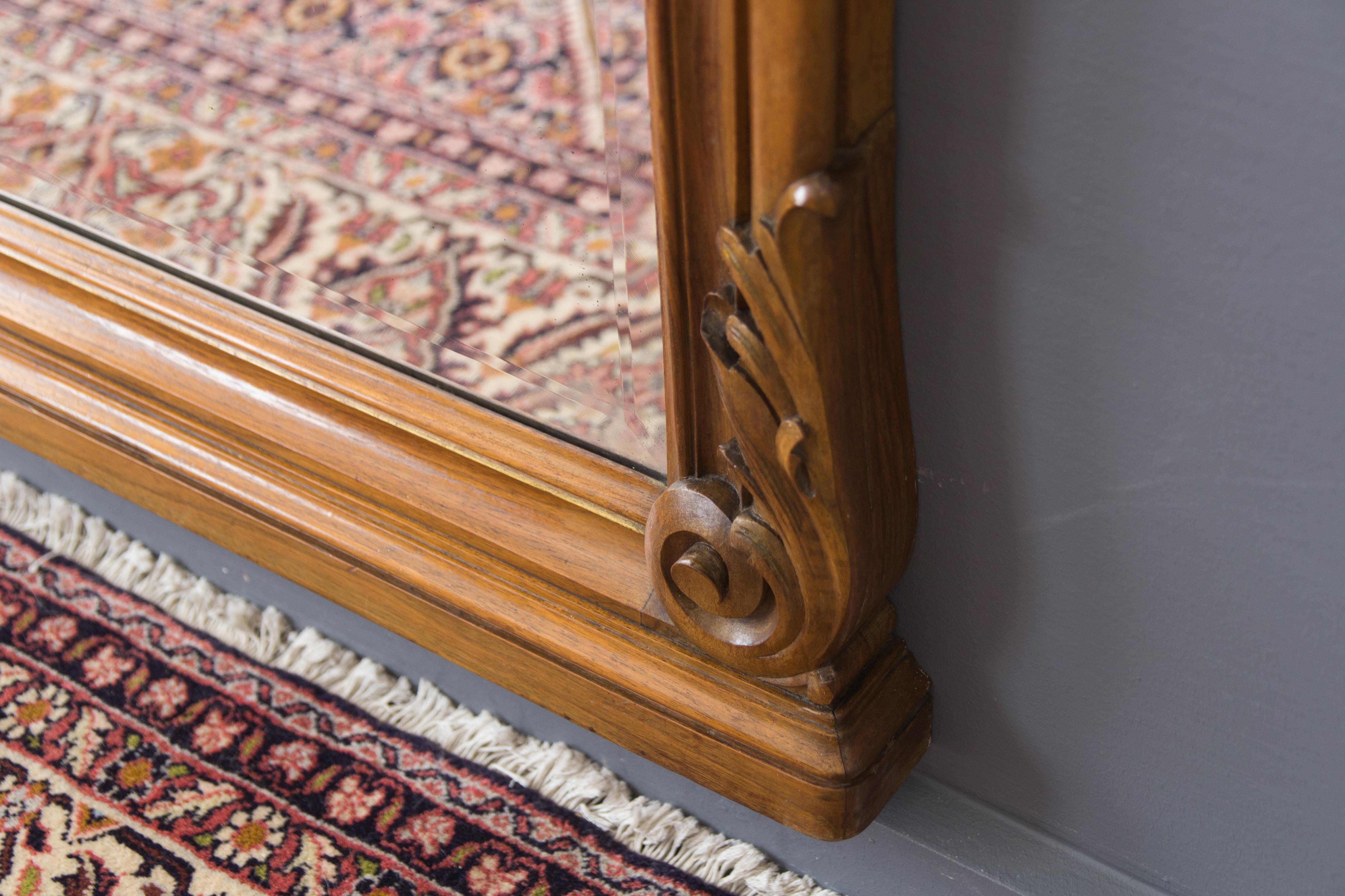 Large Rococo Style Carved Walnut Floor Mirror 12