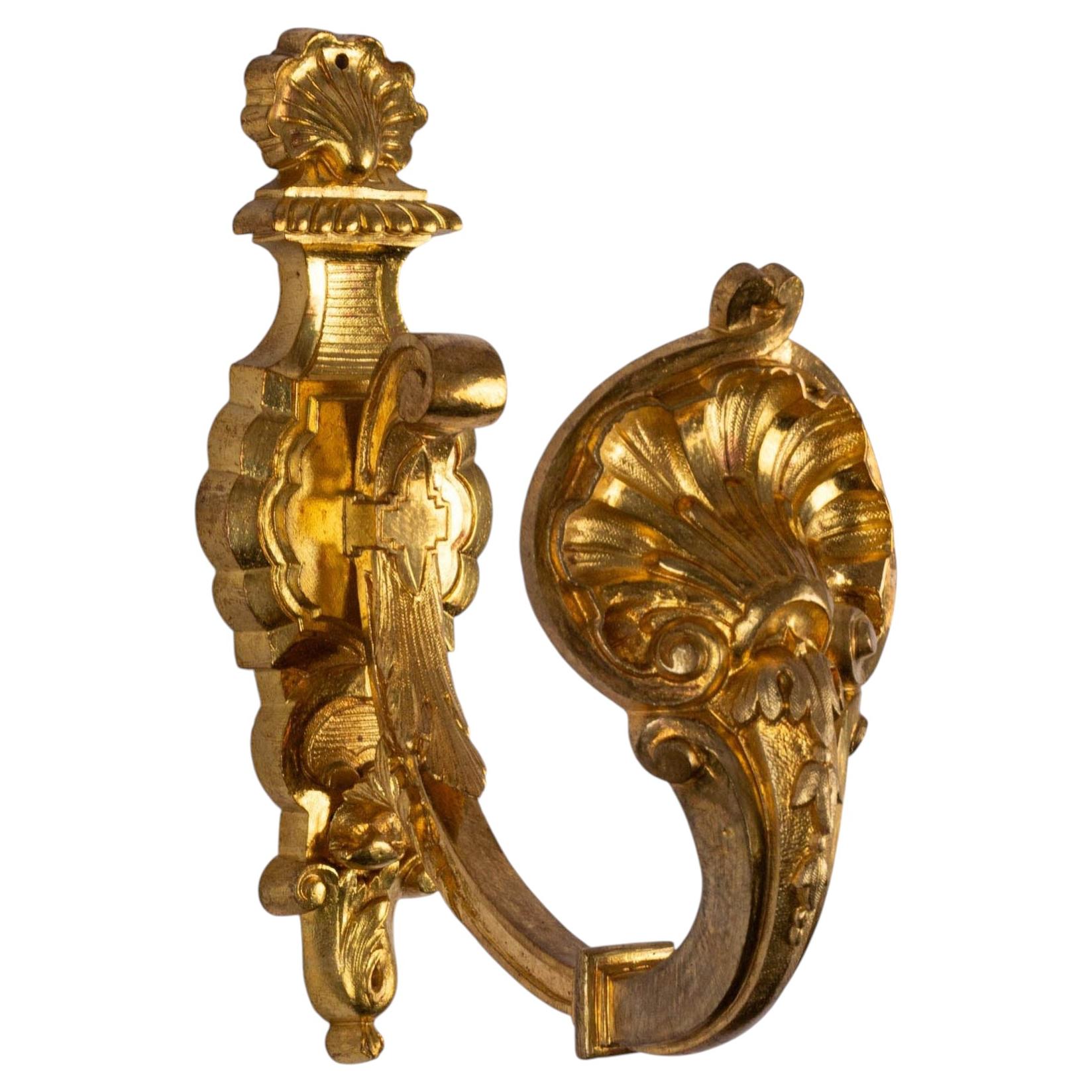 Large Rococo-Style Curtain Hook in Gilt Bronze, France, Late 19th Century