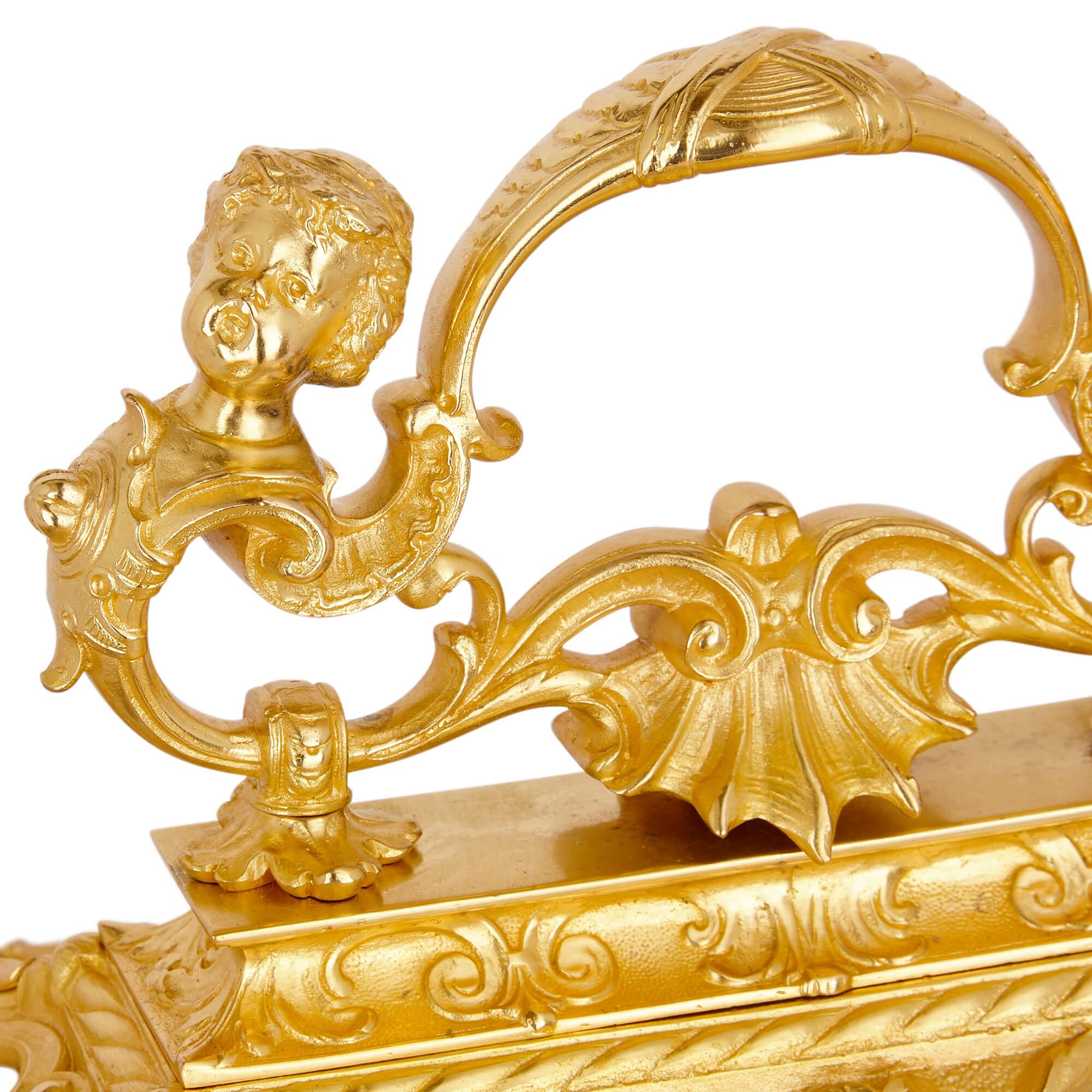Large Rococo Style Gilt Bronze and KPM Porcelain Decorative Casket In Excellent Condition For Sale In London, GB