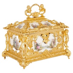 Antique Large Rococo Style Gilt Bronze and KPM Porcelain Decorative Casket