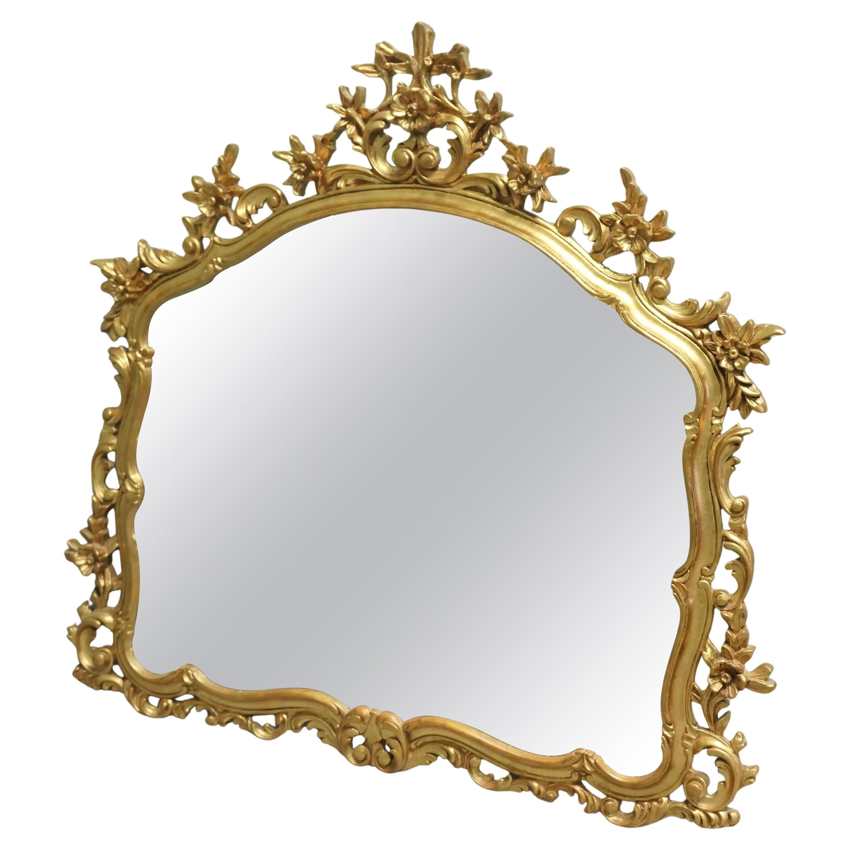 Large Rococo Style Gilt Wall Mirror For Sale