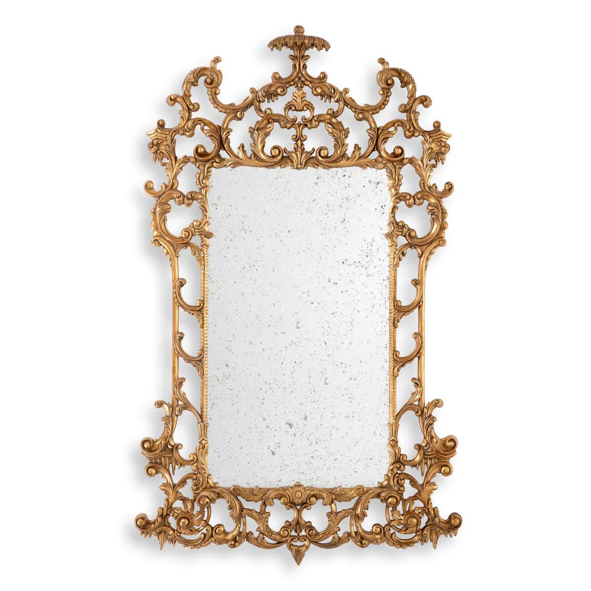 Grand miroir de style rococo en bois sculpté et doré, 20e siècle.

Miroir de cheminée de style rococo Louis XV du 20e siècle en bois sculpté et doré.

H : 160 cm L : 91 P : 7 

Délai de production : 2 à 3 semaines