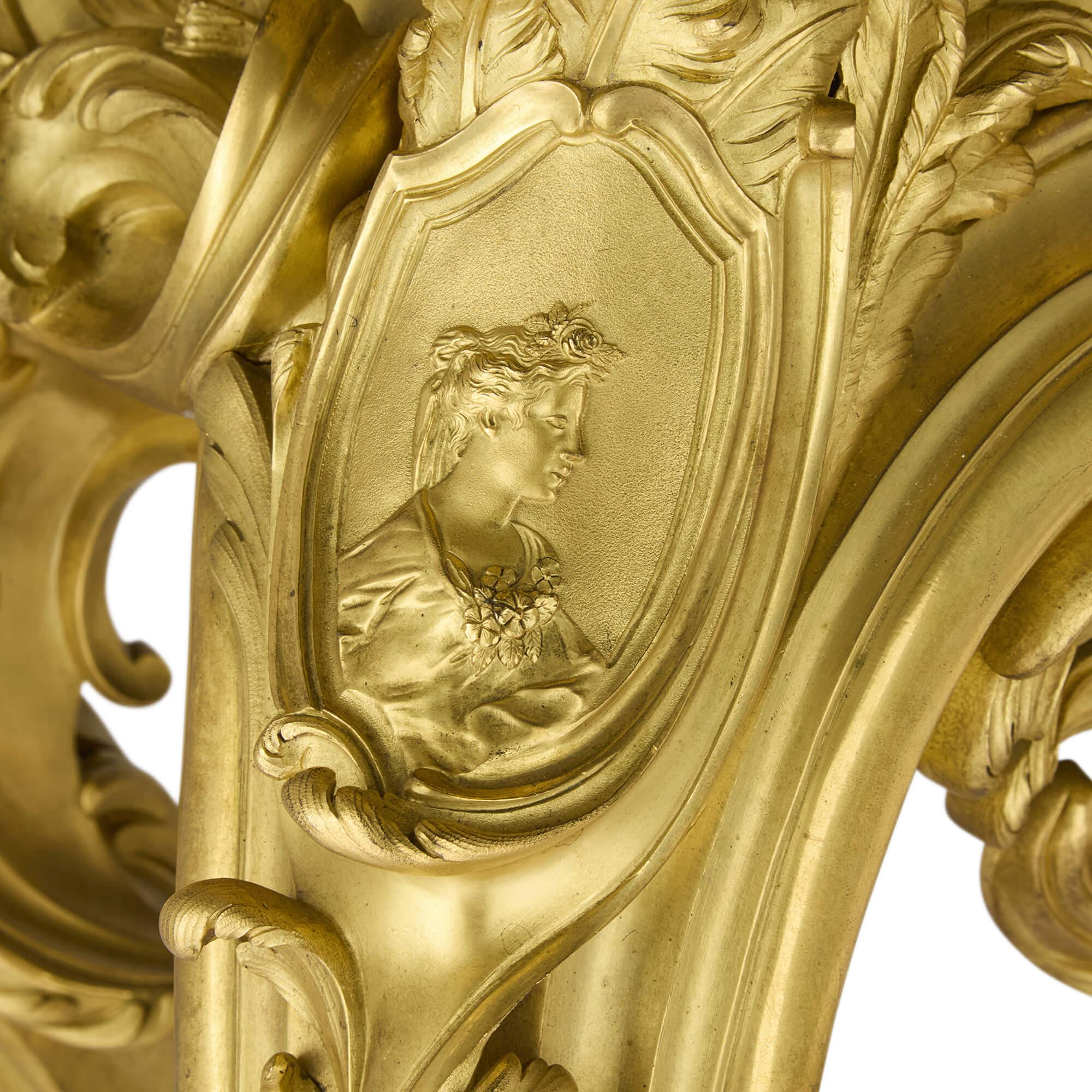 Large Rococo Style Ormolu and Marble Pedestal after Caffieri In Good Condition For Sale In London, GB