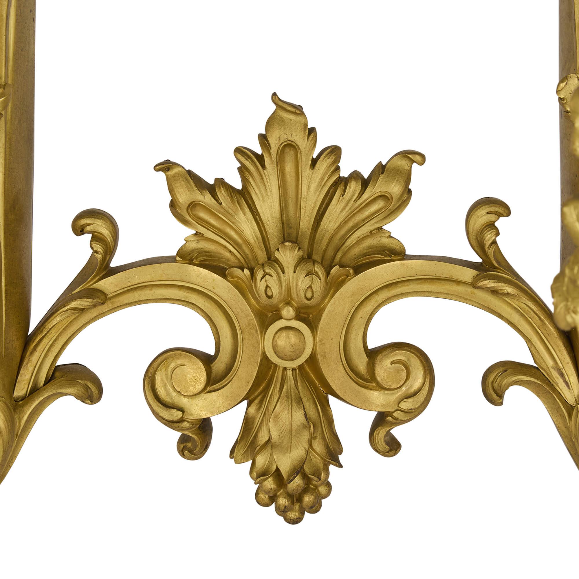 Large Rococo Style Ormolu and Marble Pedestal after Caffieri For Sale 1