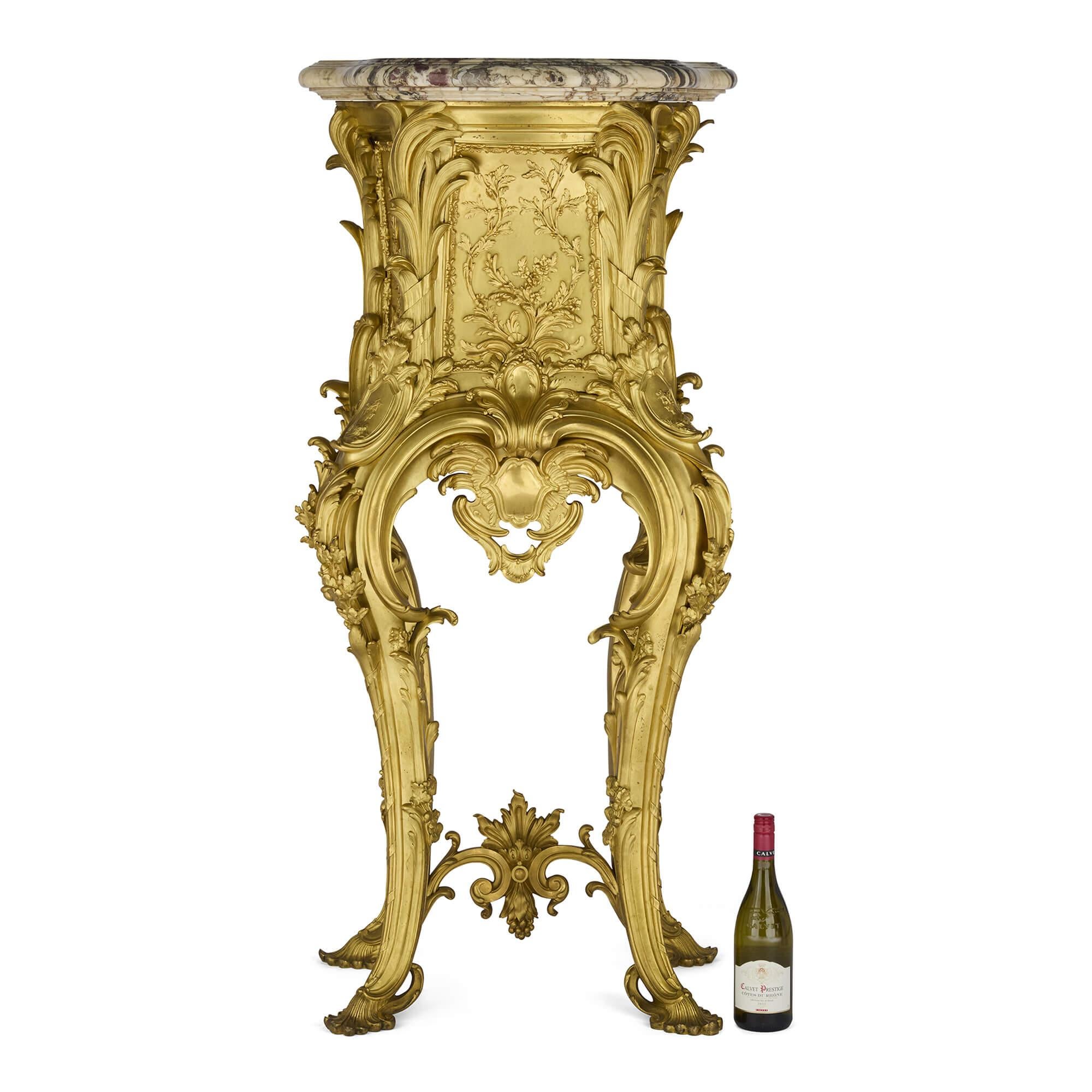 Large Rococo Style Ormolu and Marble Pedestal after Caffieri For Sale 2
