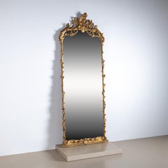 18th Century Large Rococo Wall Mirror with Gilded Wood Frame