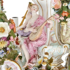 Large Rococo Style Porcelain Chandelier by Meissen