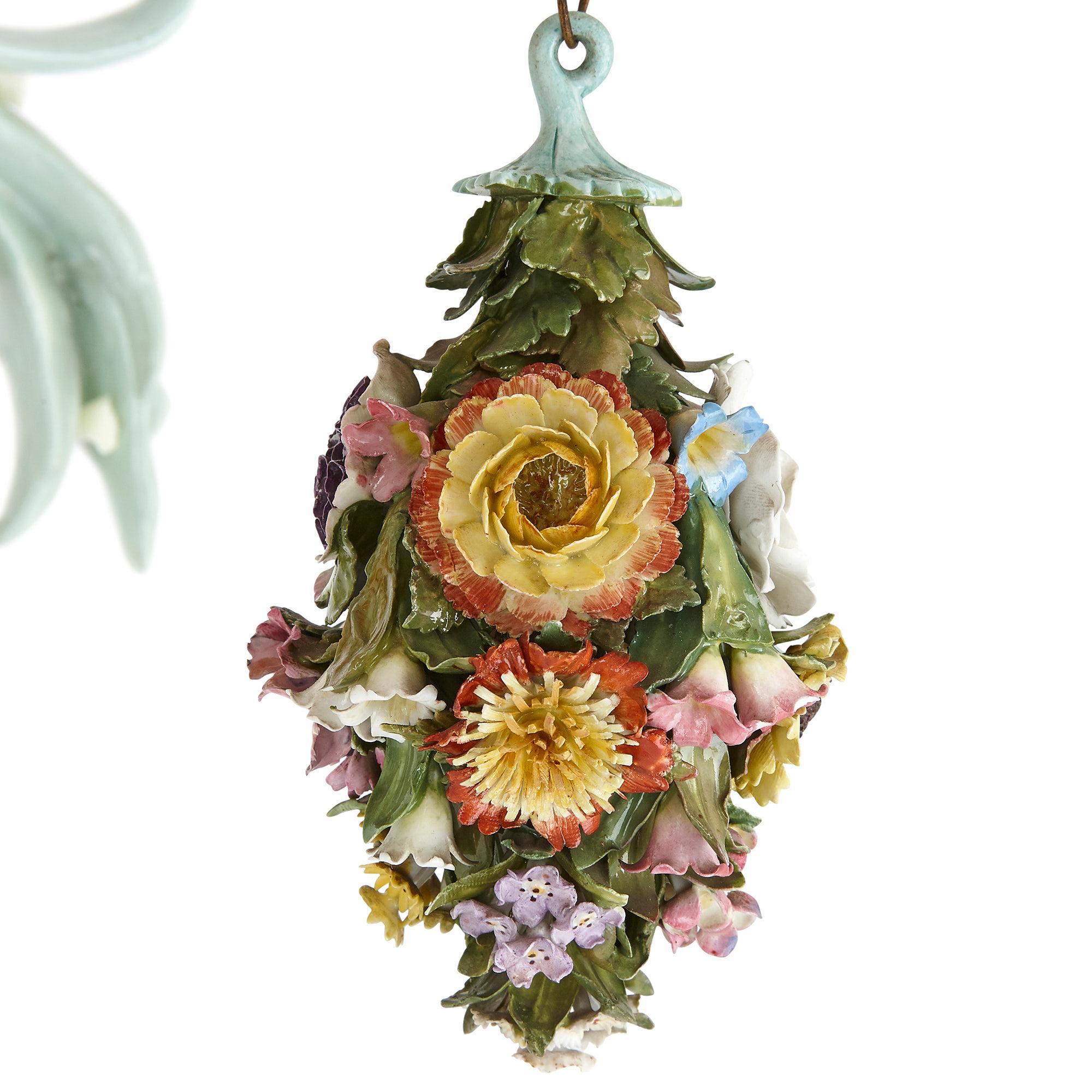 German Large Rococo Style Porcelain Chandelier by Meissen For Sale
