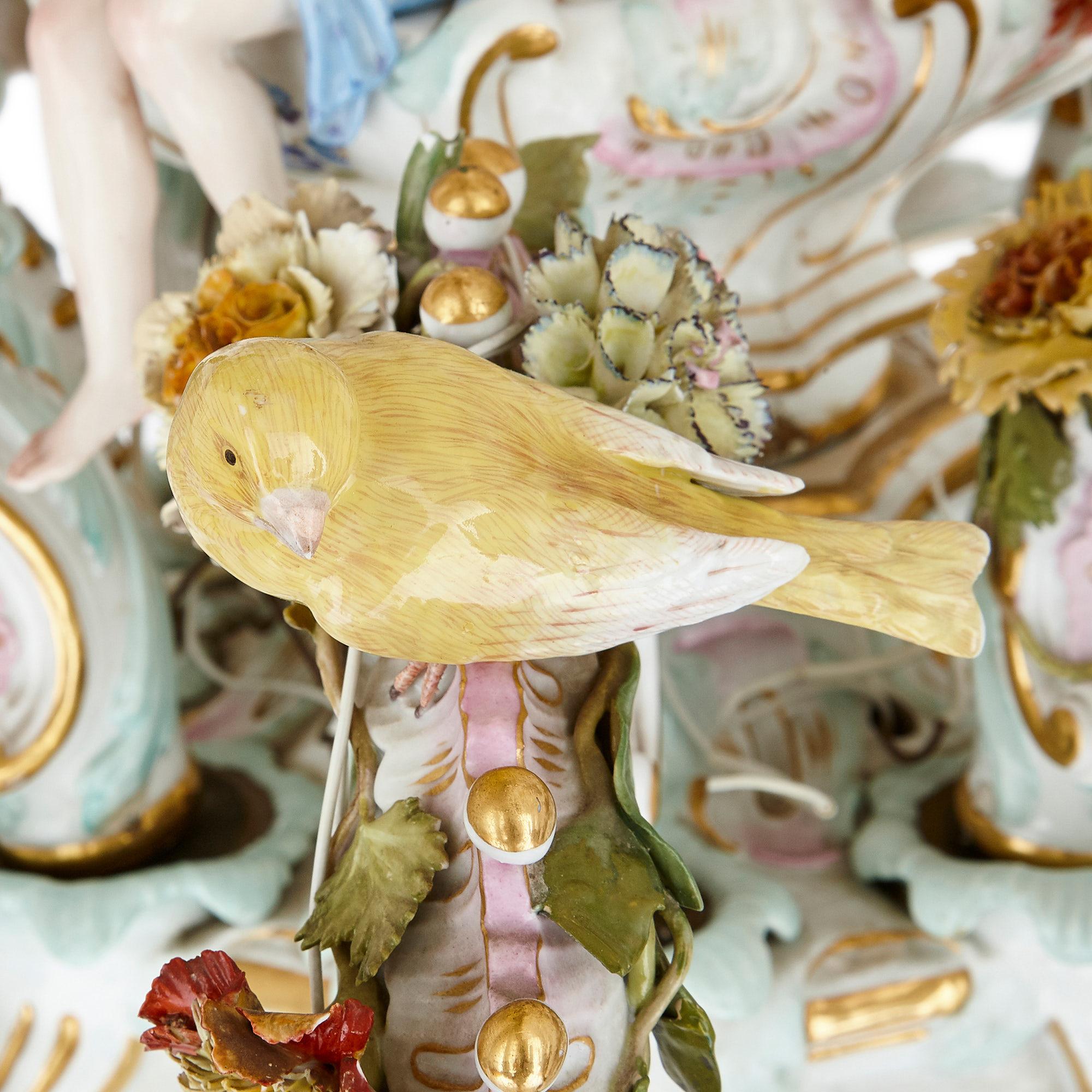 Large Rococo Style Porcelain Chandelier by Meissen For Sale 2