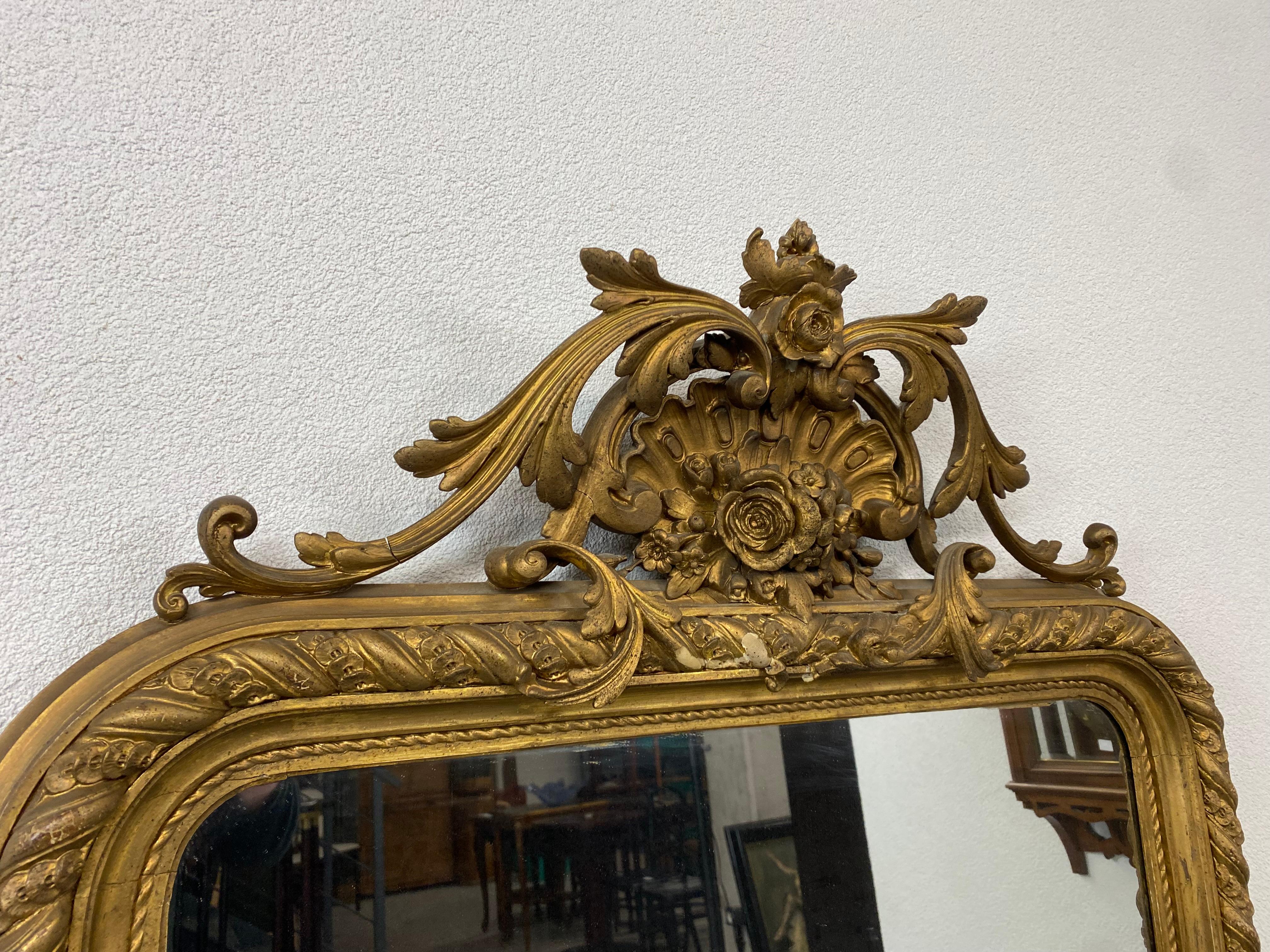 Large Rococo Style Wall Mirror, circa 1850 In Good Condition For Sale In Banská Štiavnica, SK